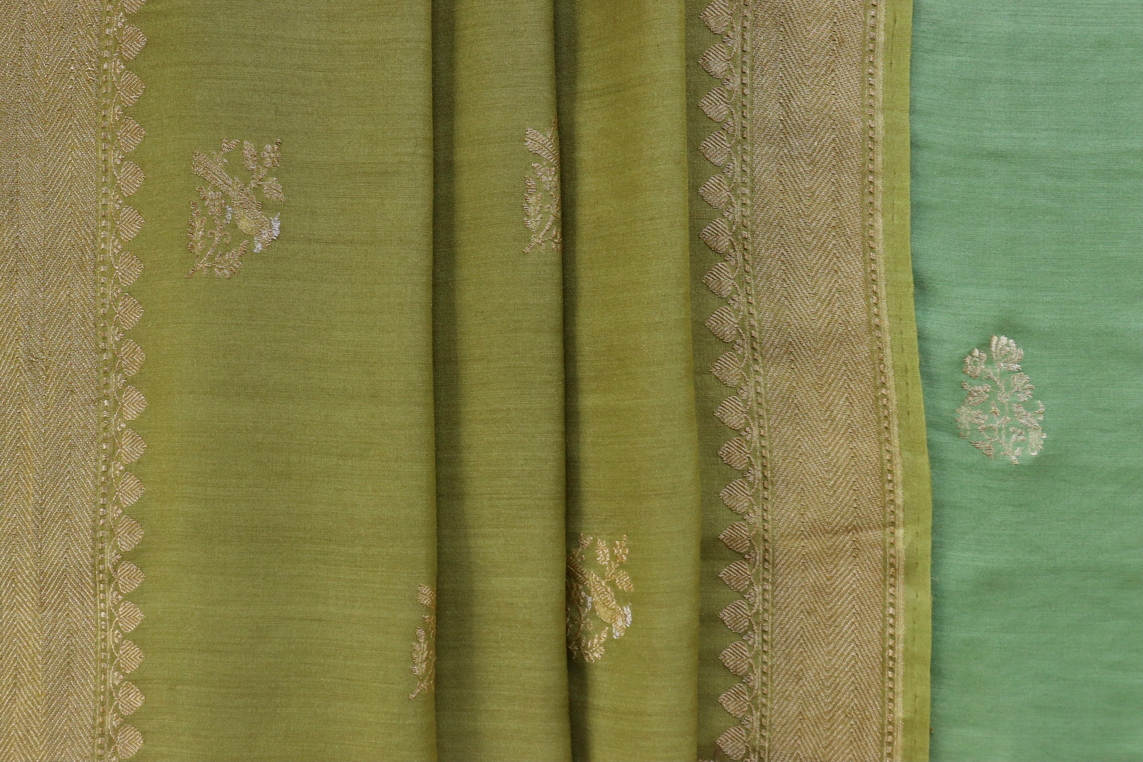 Green Munga Silk By Cotton Handloom Banarasi Suit Set