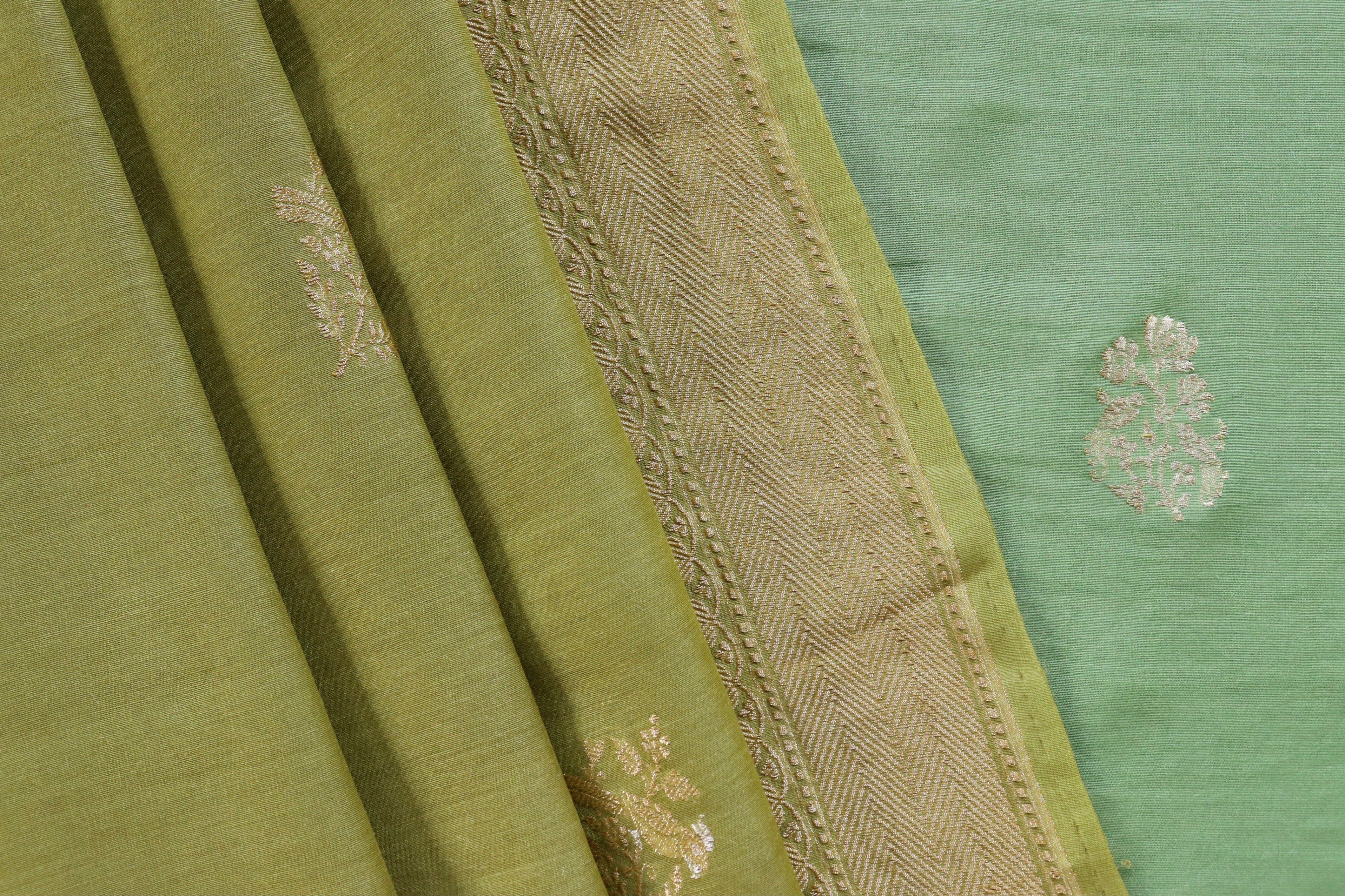 Green Munga Silk By Cotton Handloom Banarasi Suit Set