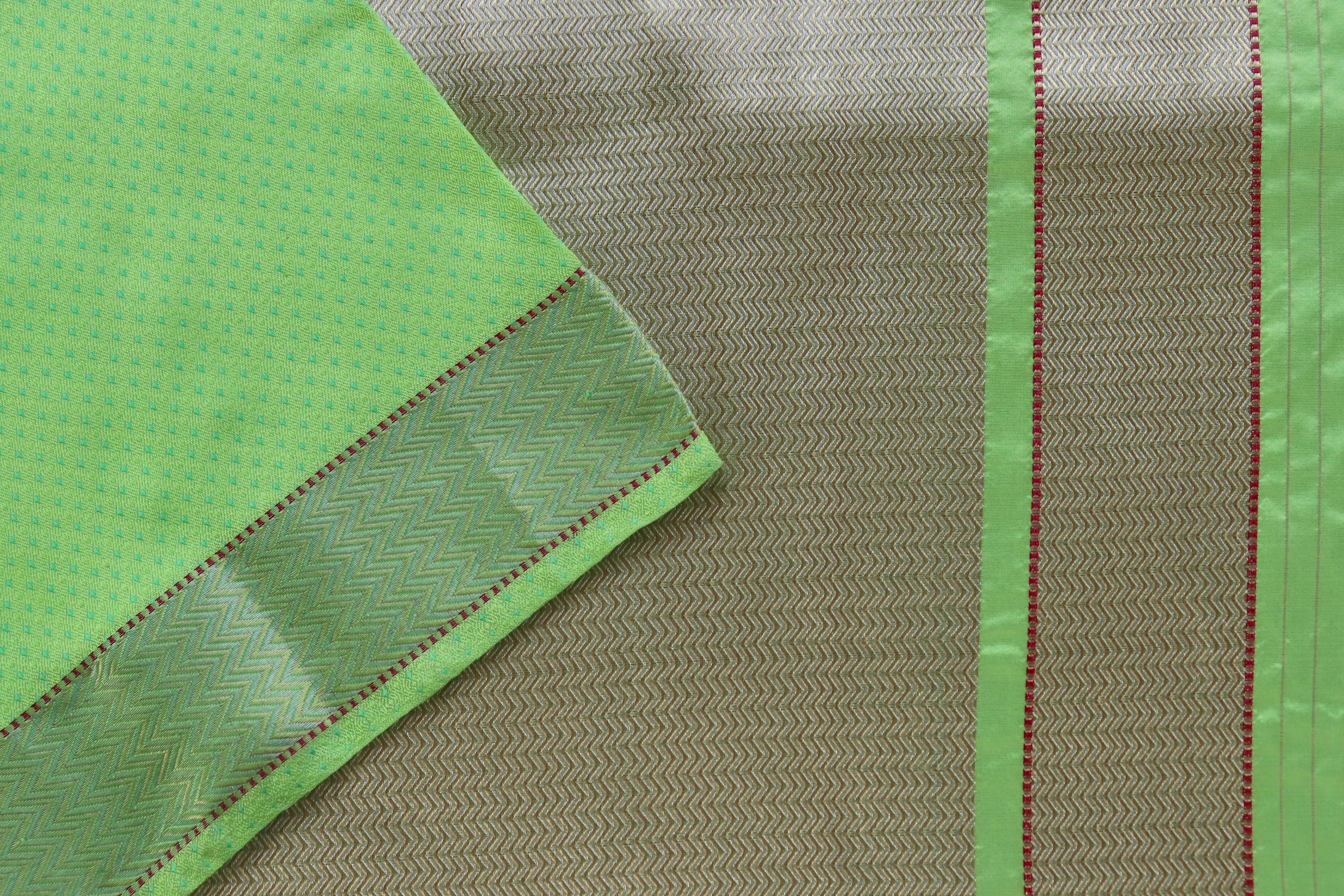 Green Do Rukhi Resham Handwoven Banarasi Tanchoi Silk Saree