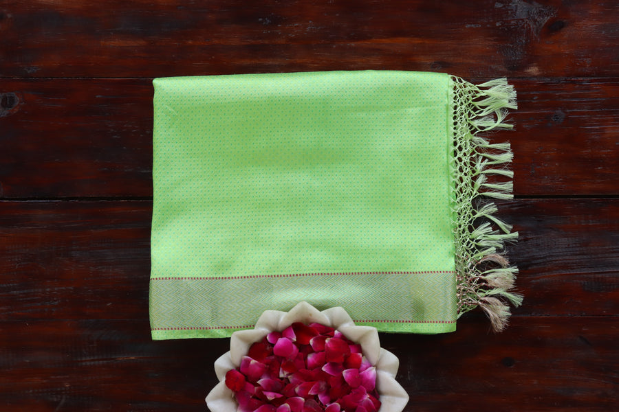 Green Do Rukhi Resham Banarasi Tanchoi Silk Saree | Stuti Weaves