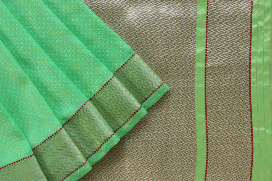 Green Do Rukhi Resham Handwoven Banarasi Tanchoi Silk Saree