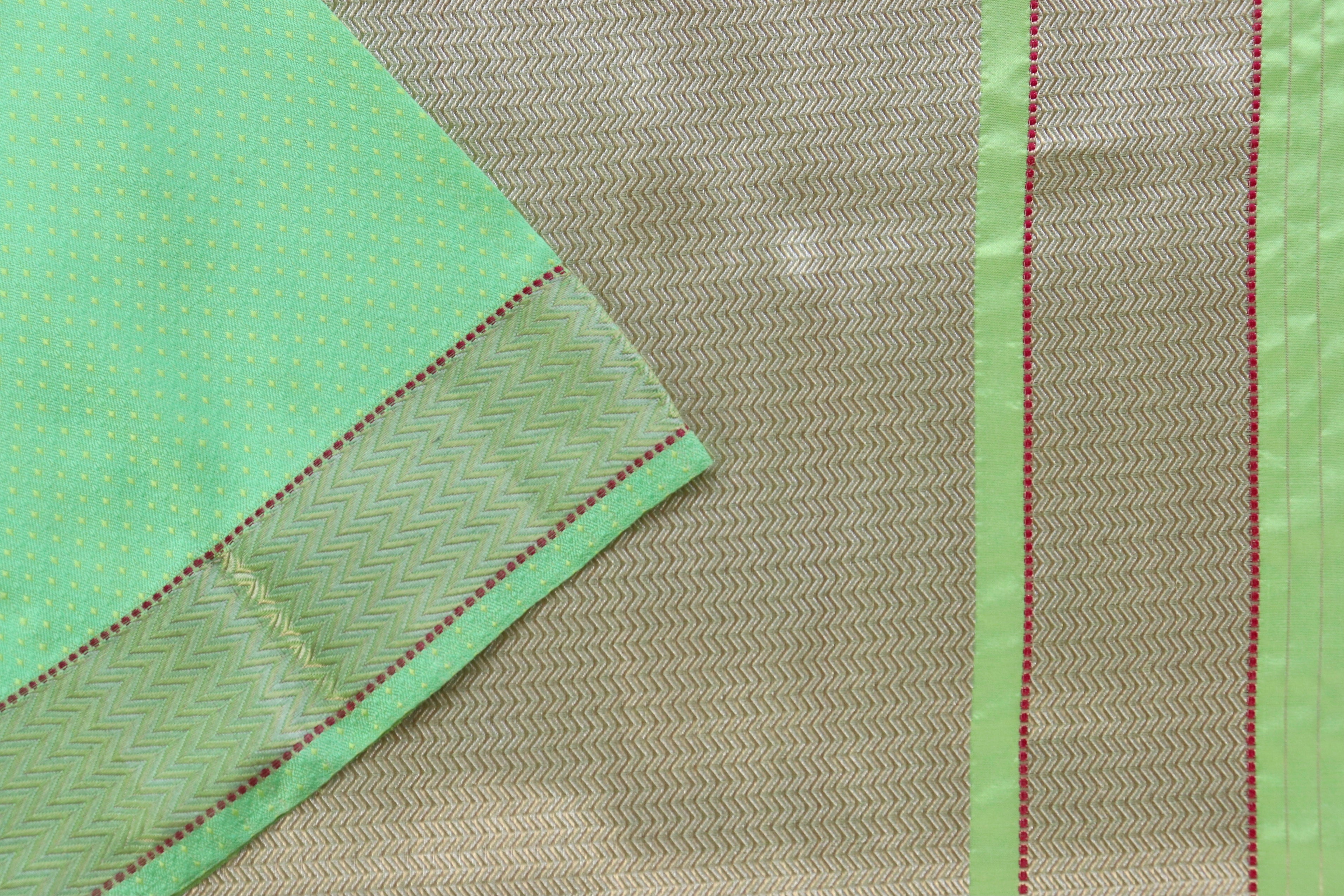 Green Do Rukhi Resham Handwoven Banarasi Tanchoi Silk Saree