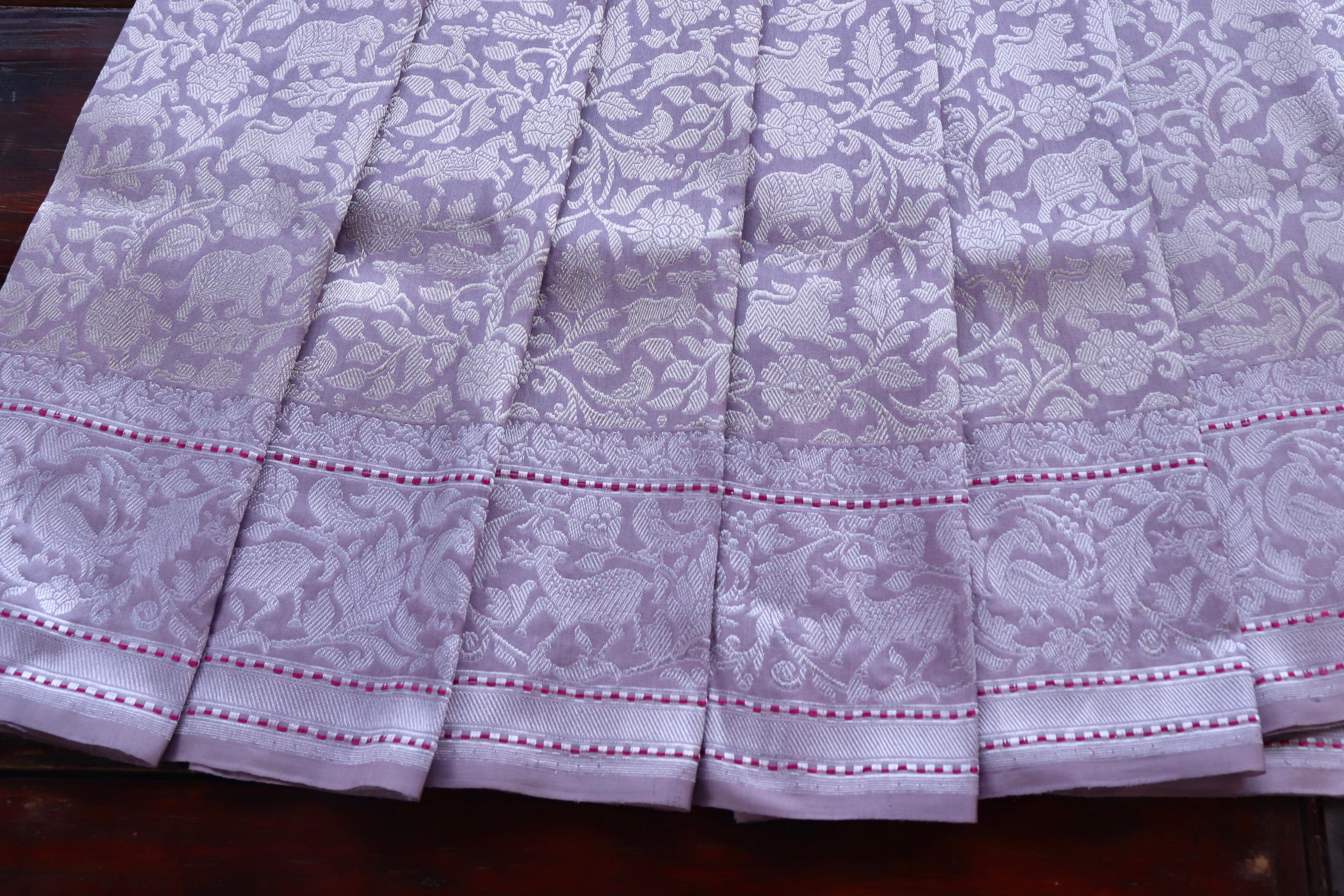Lilac Shikargah Pure Silk Handloom Banarasi Saree