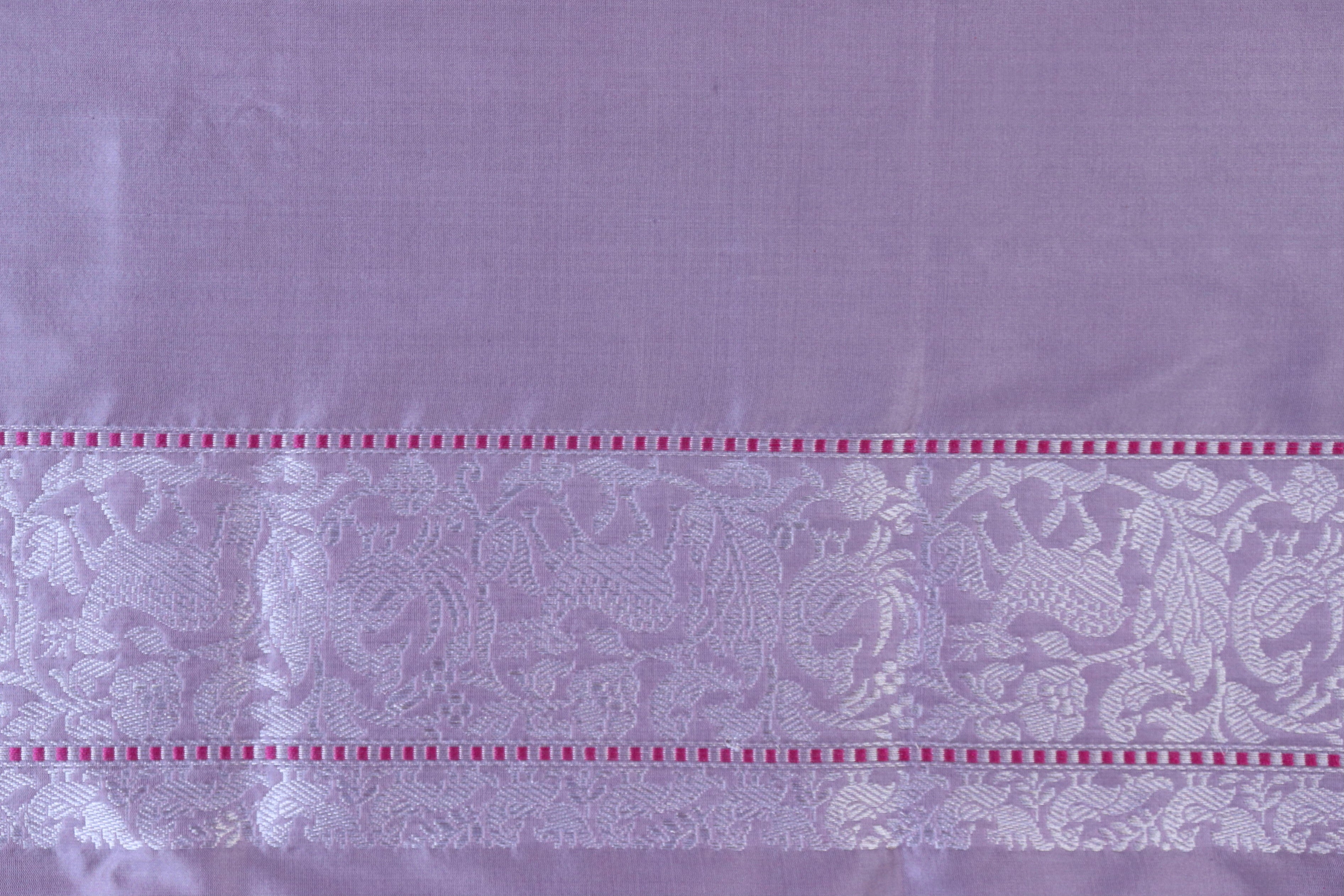 Lilac Shikargah Pure Silk Handloom Banarasi Saree