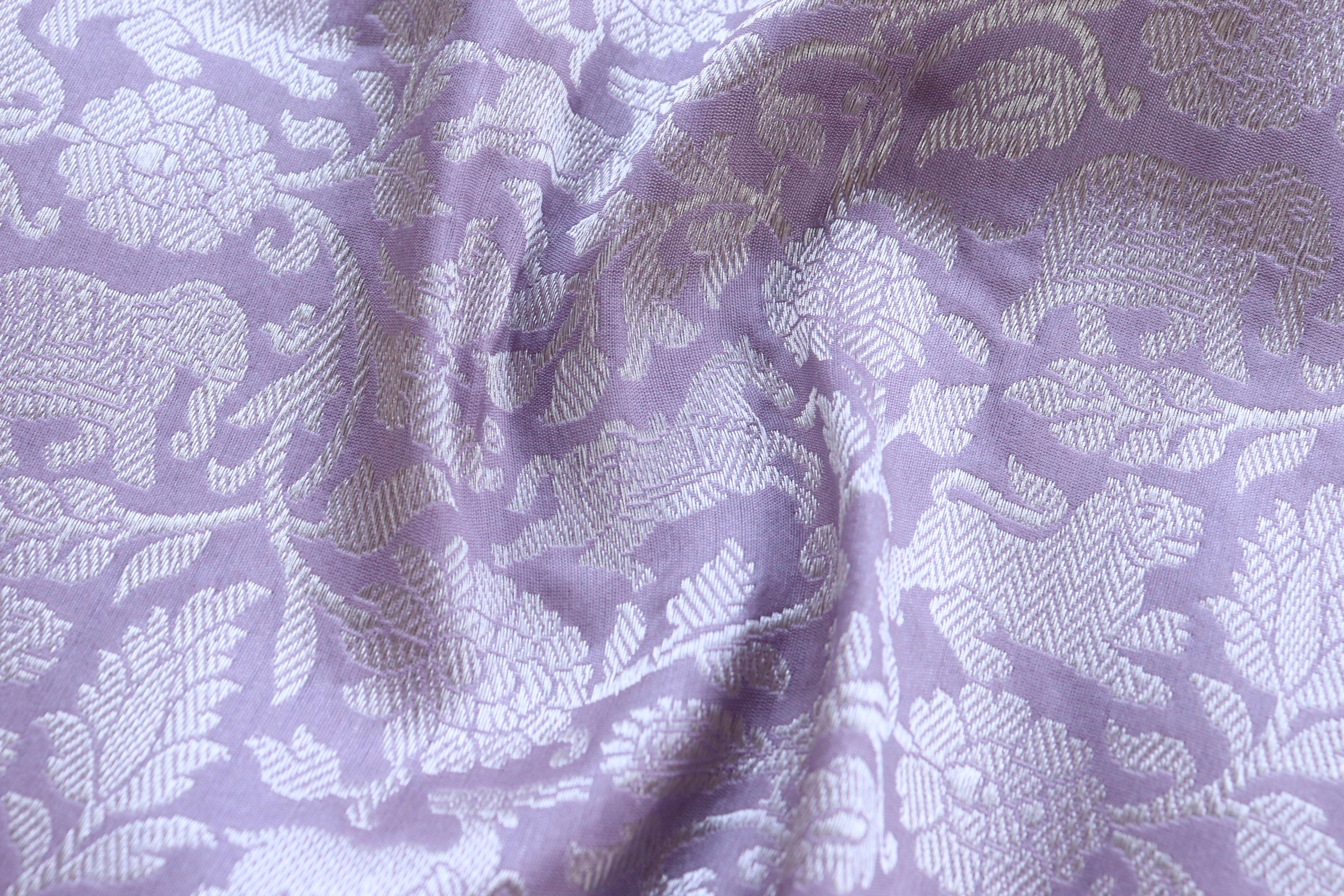 Lilac Shikargah Pure Silk Handloom Banarasi Saree