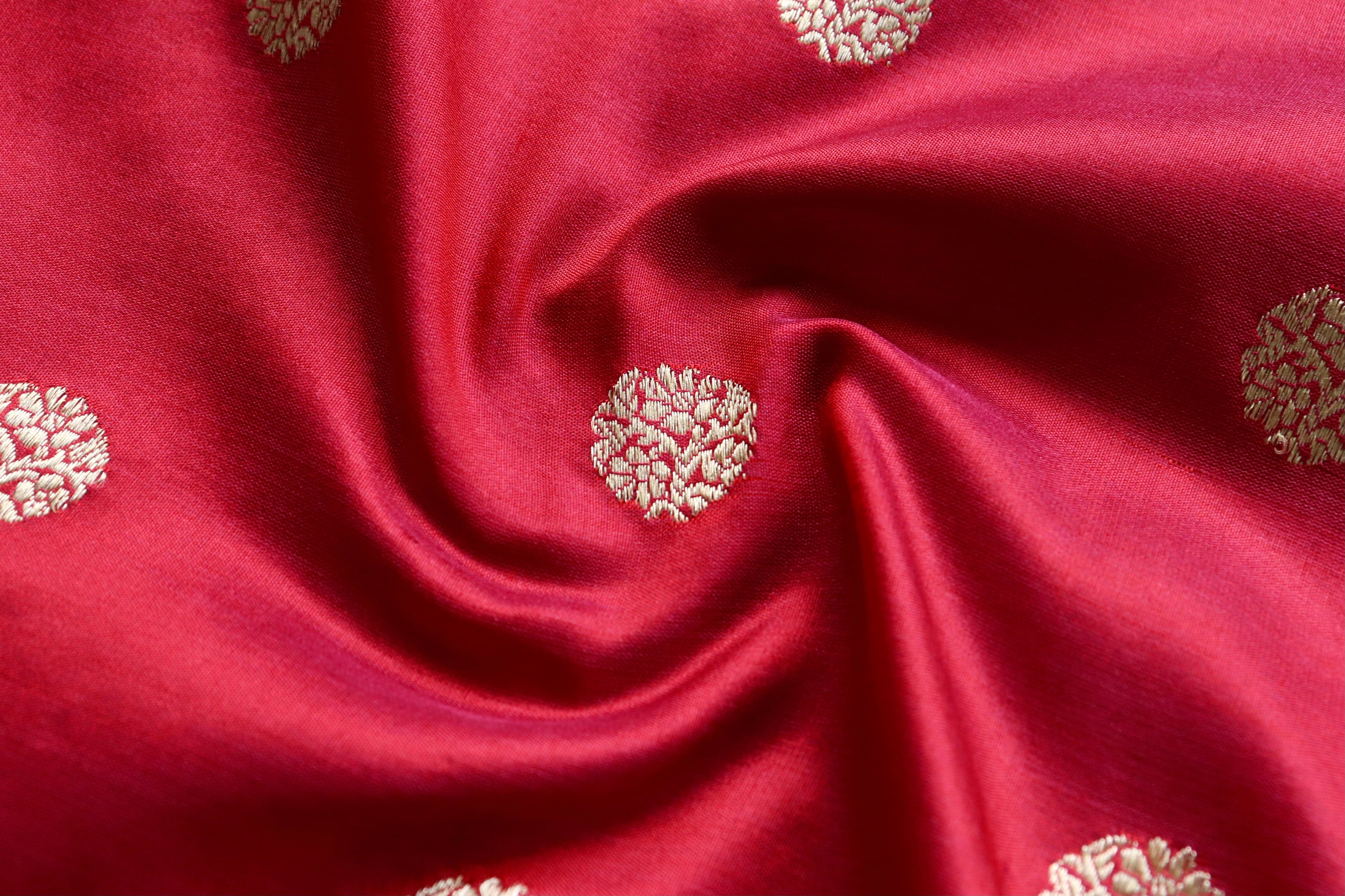 Red Ginnie Motif Pure Silk Handloom Banarasi Saree