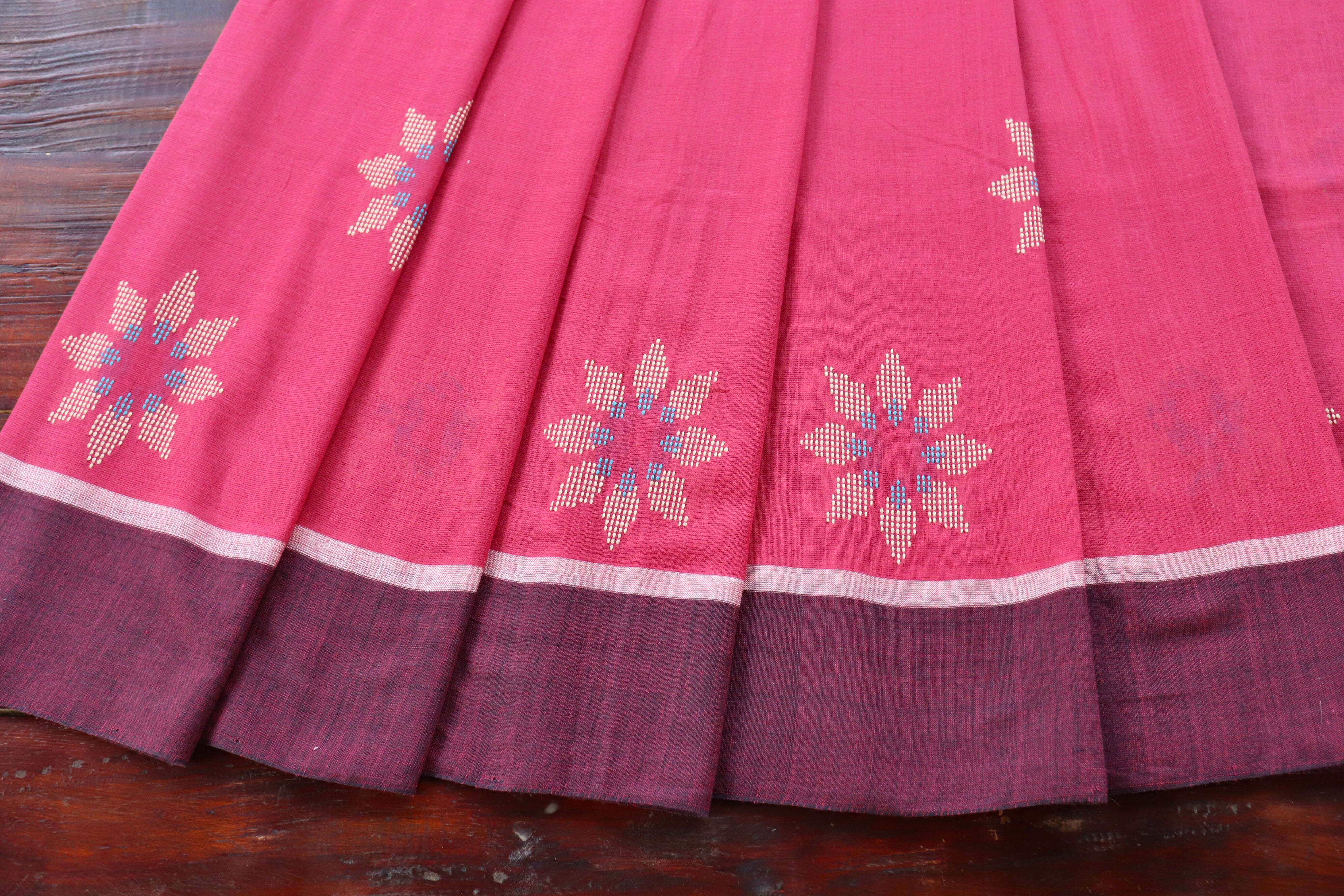 Padma Pink Handwoven Baavanbuti Cotton saree