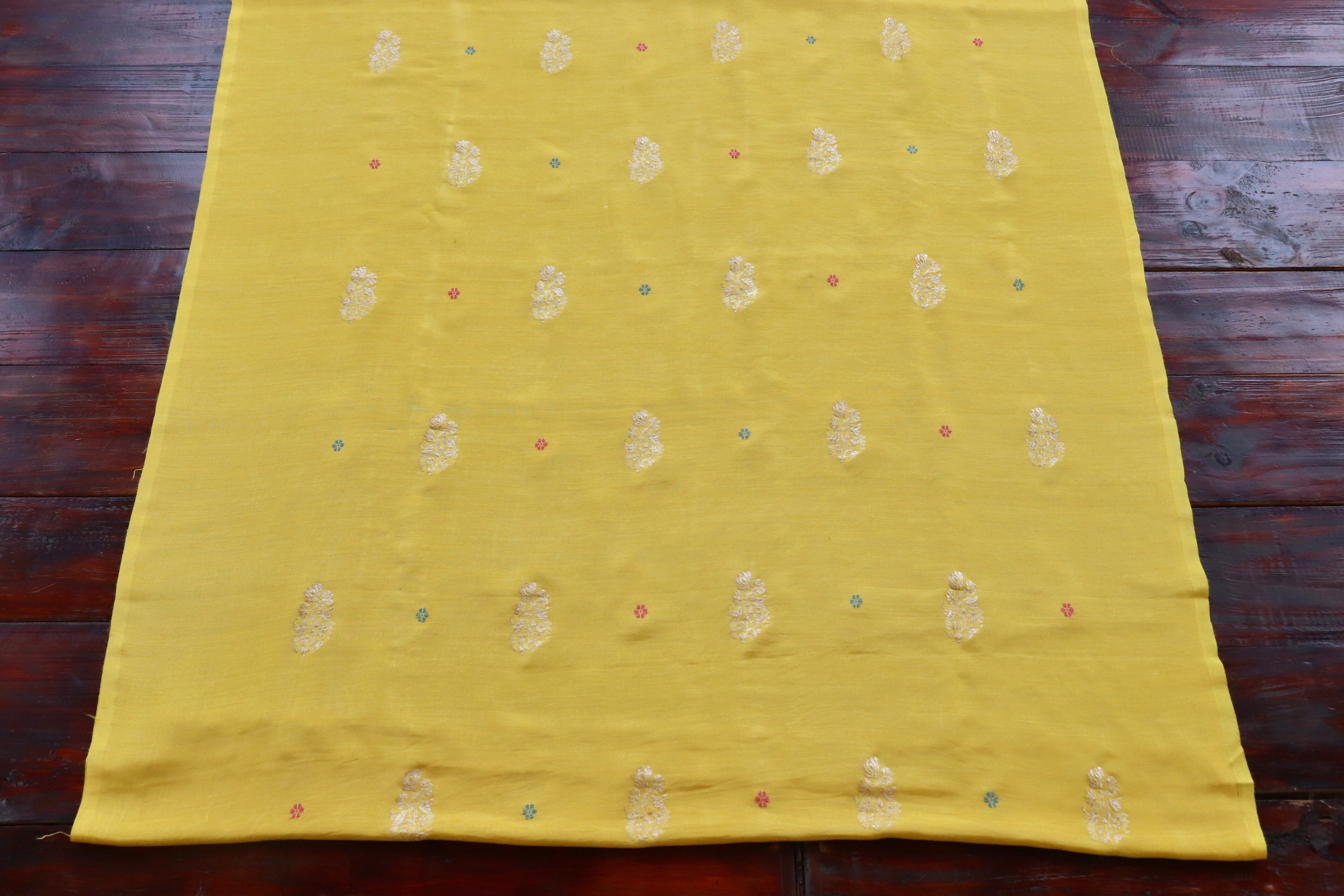 Yellow Munga Silk By Cotton Handloom Banarasi Suit Set