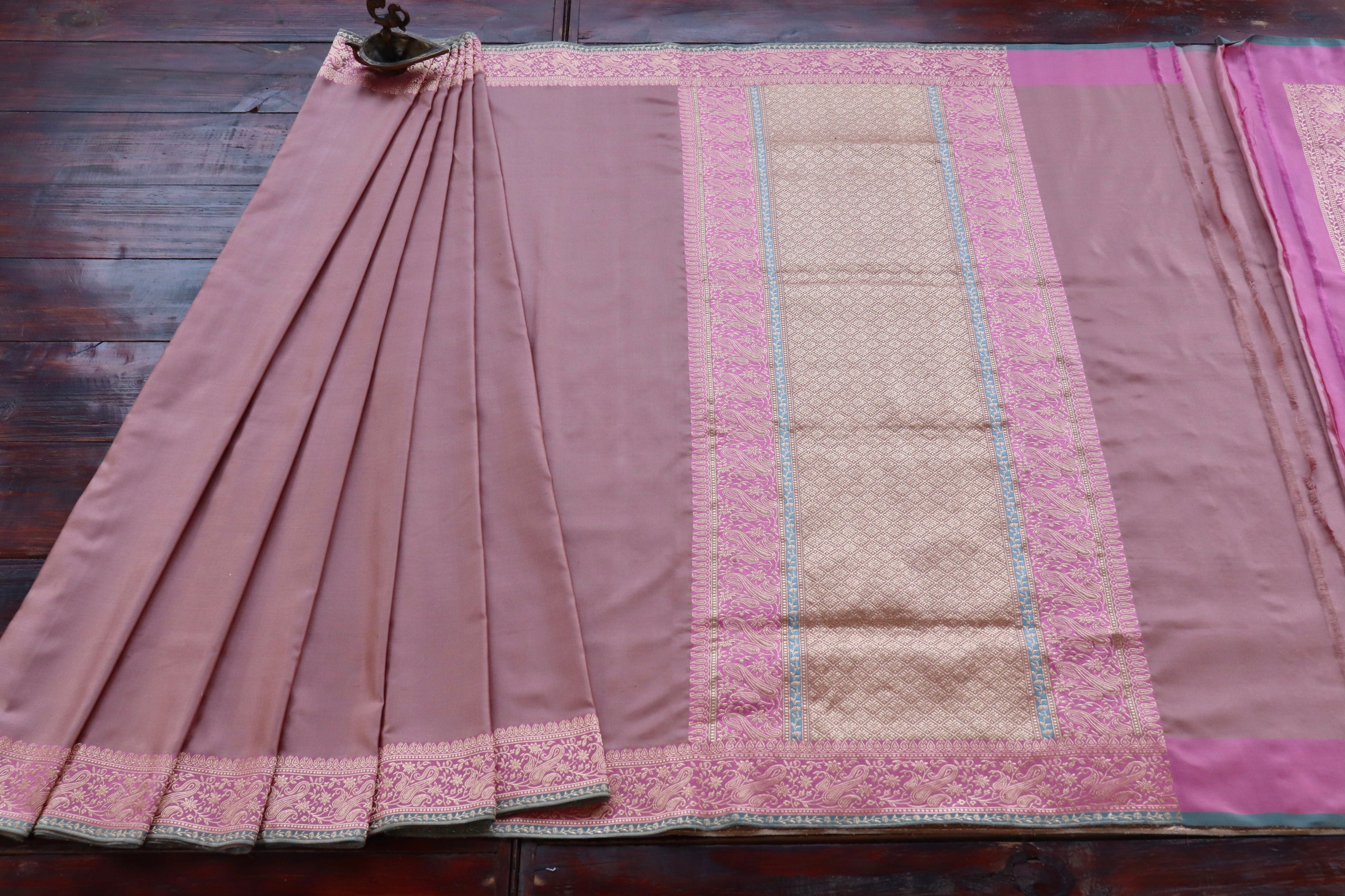 Shades of Pink Banarasi Handwoven Satin Silk Saree
