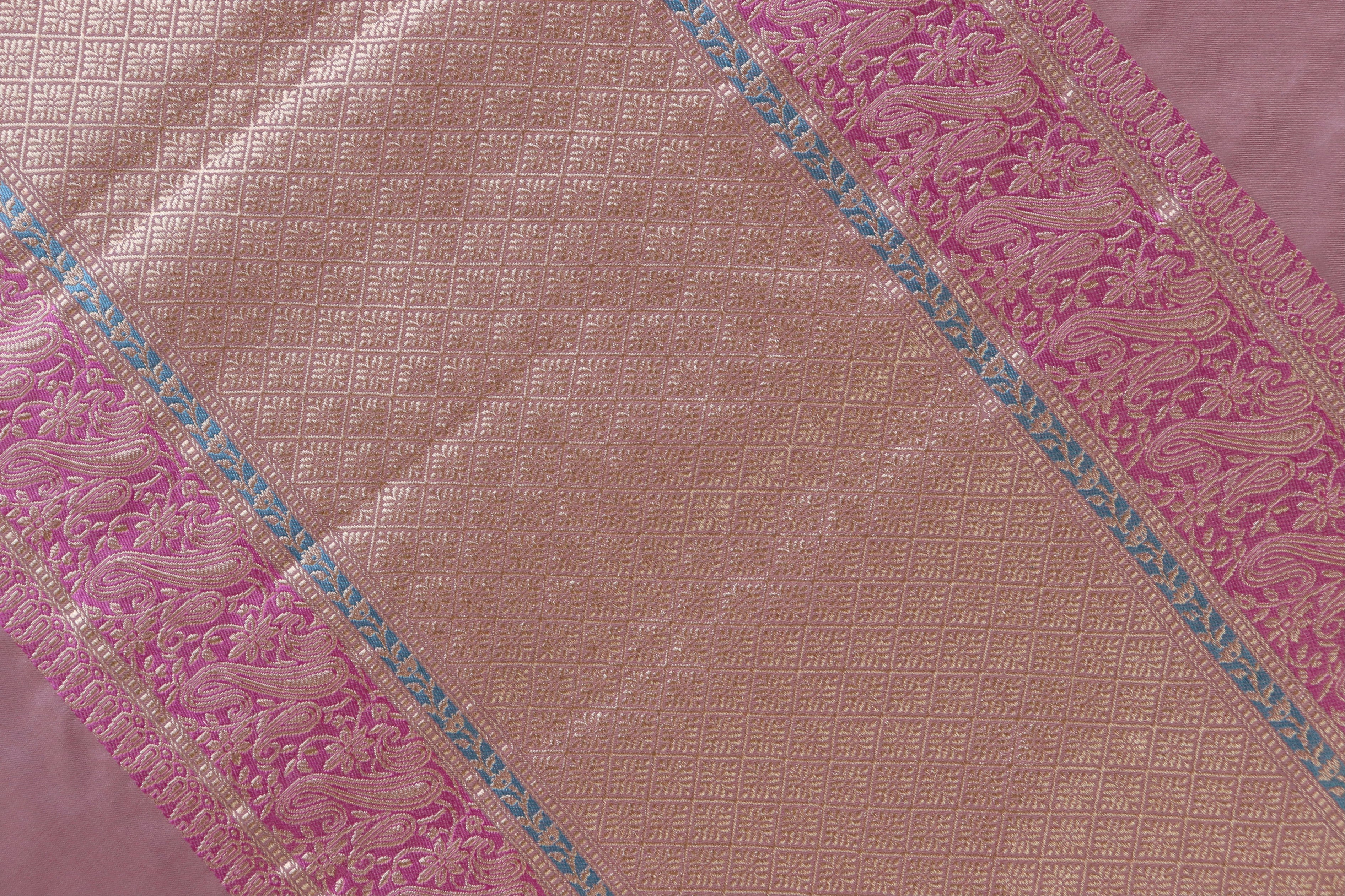 Shades of Pink Banarasi Handwoven Satin Silk Saree