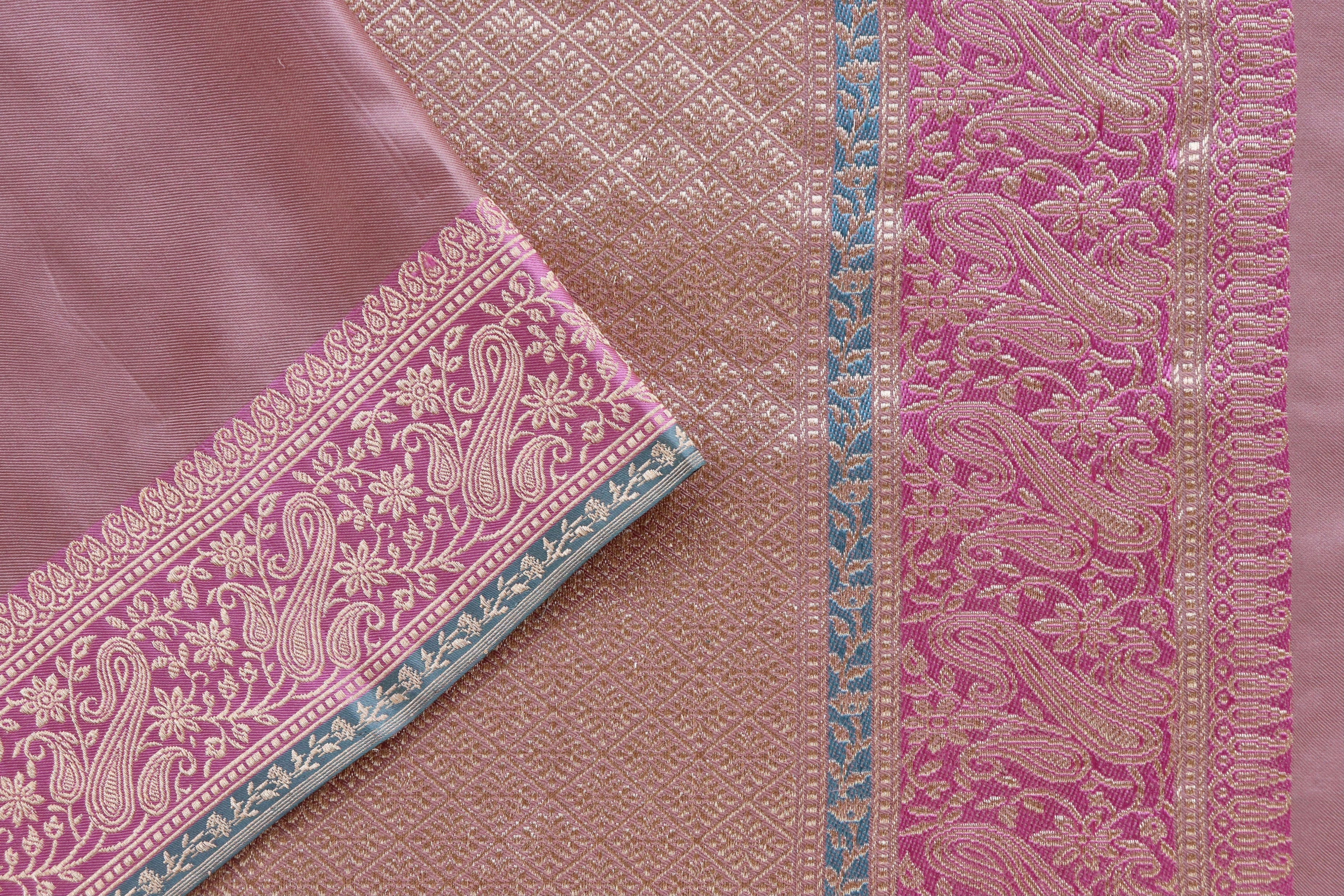Shades of Pink Banarasi Handwoven Satin Silk Saree