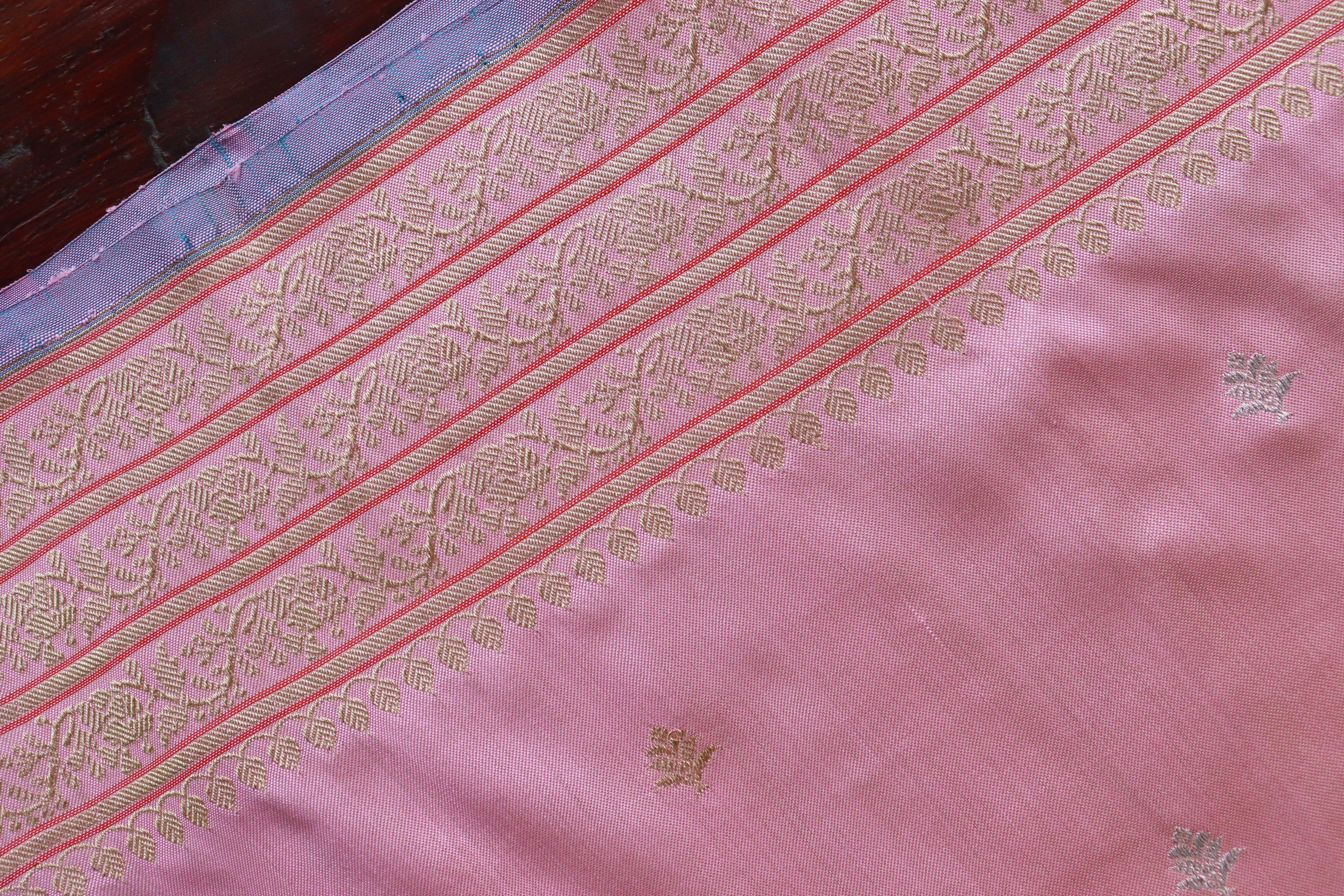 Baby Pink Kadhua Motif Pure Silk Handloom Banarasi Saree