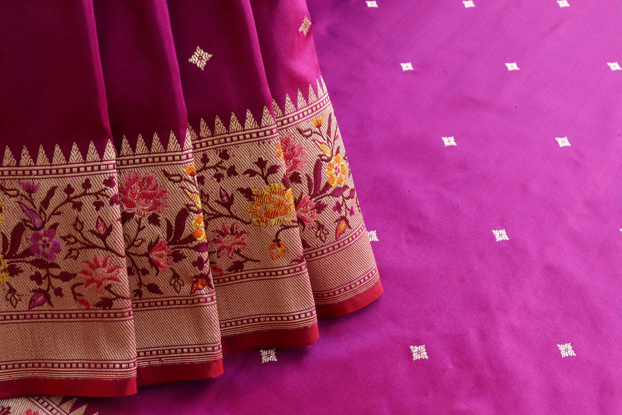 Magenta Meenadar Kadhua  Pure Silk Handloom Banarasi Saree
