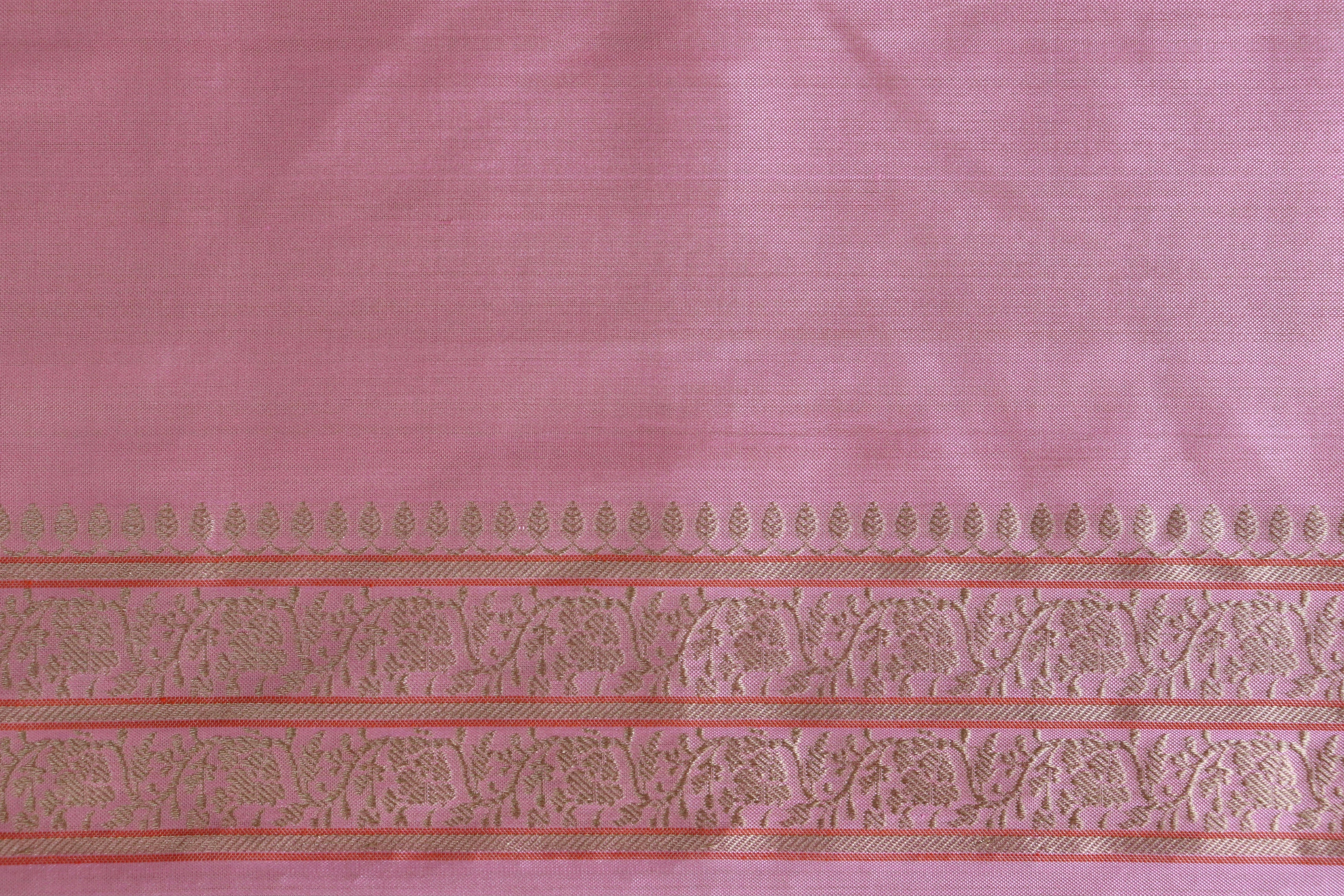 Baby Pink Kadhua Motif Pure Silk Handloom Banarasi Saree