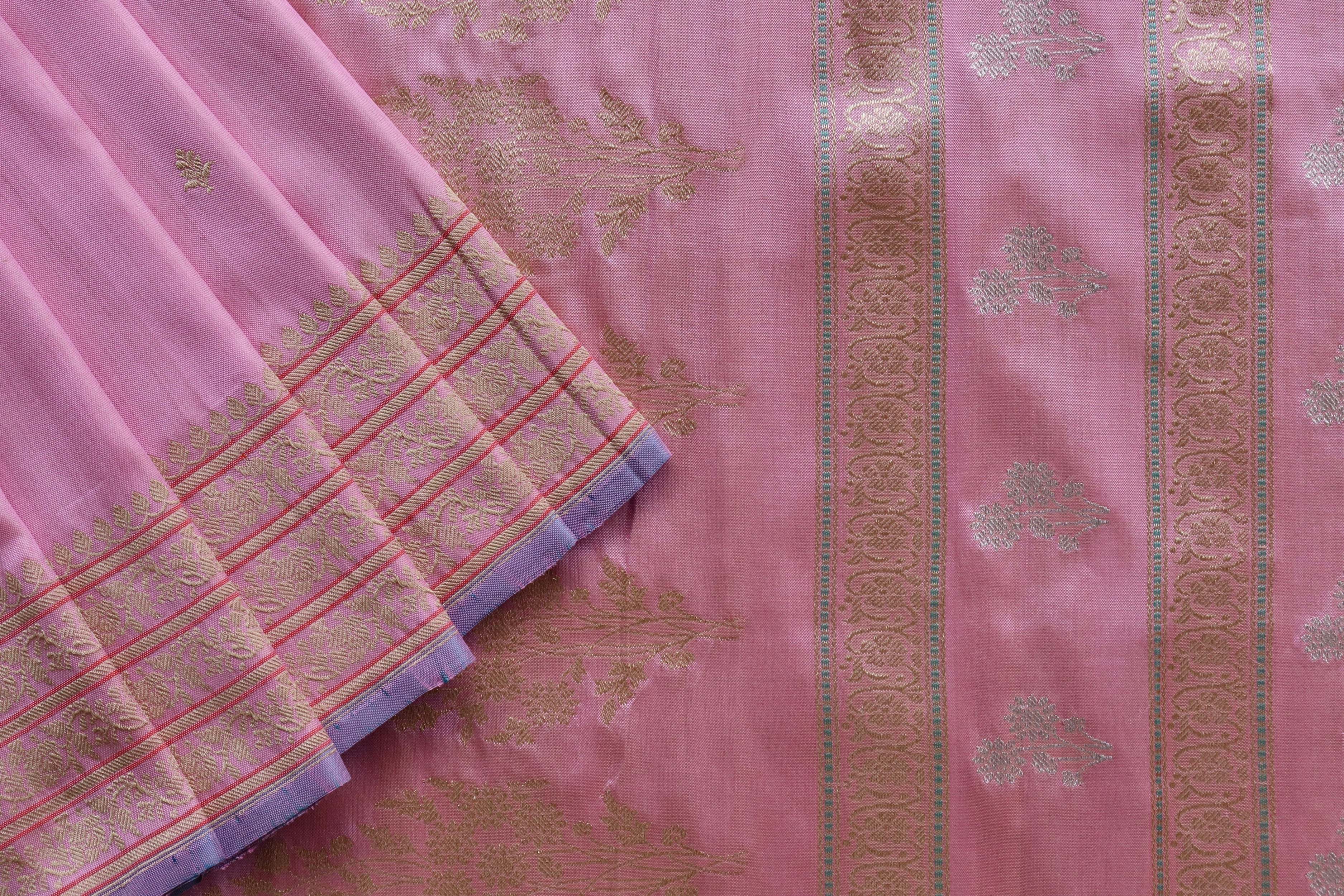 Baby Pink Kadhua Motif Pure Silk Handloom Banarasi Saree