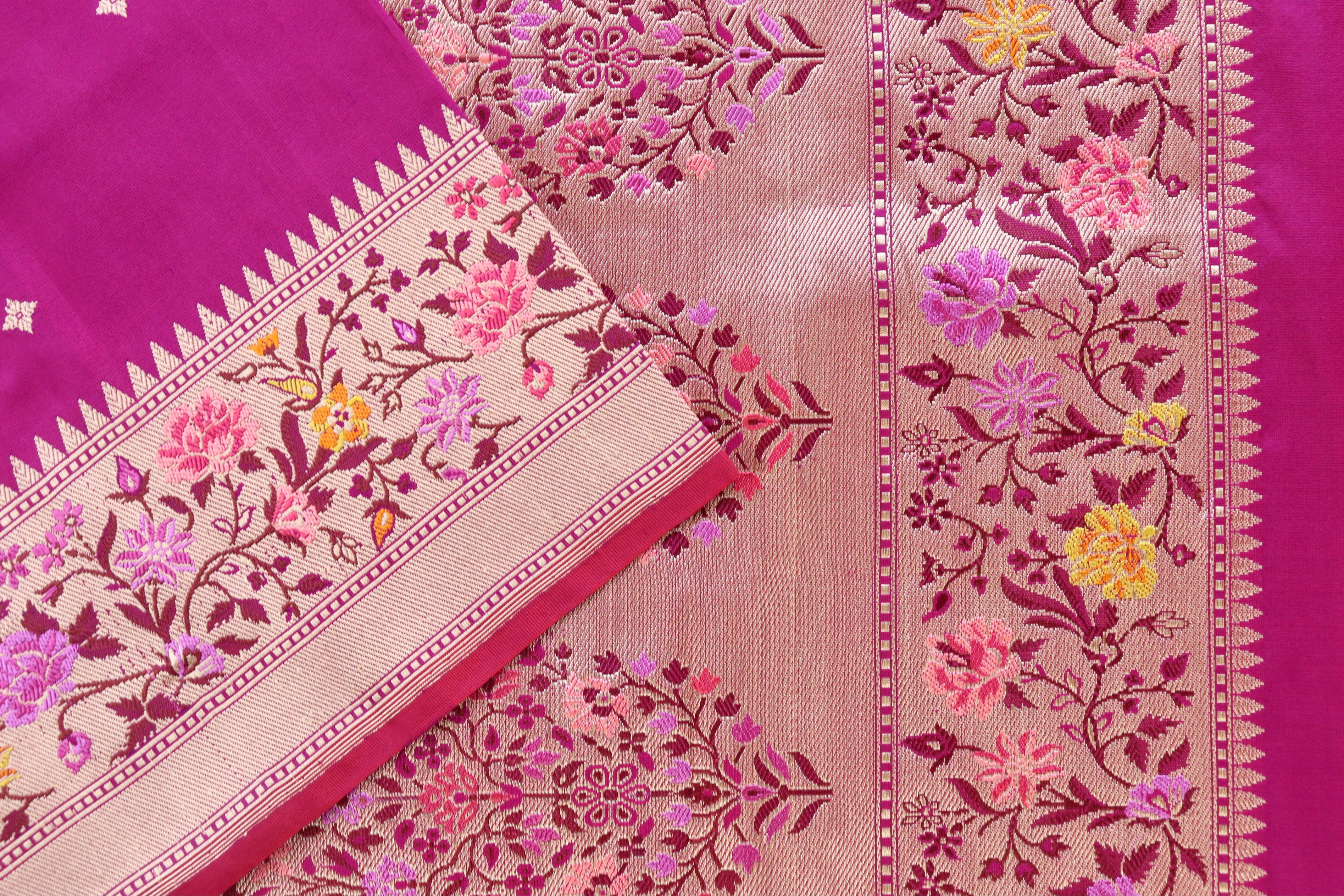 Magenta Meenadar Kadhua  Pure Silk Handloom Banarasi Saree