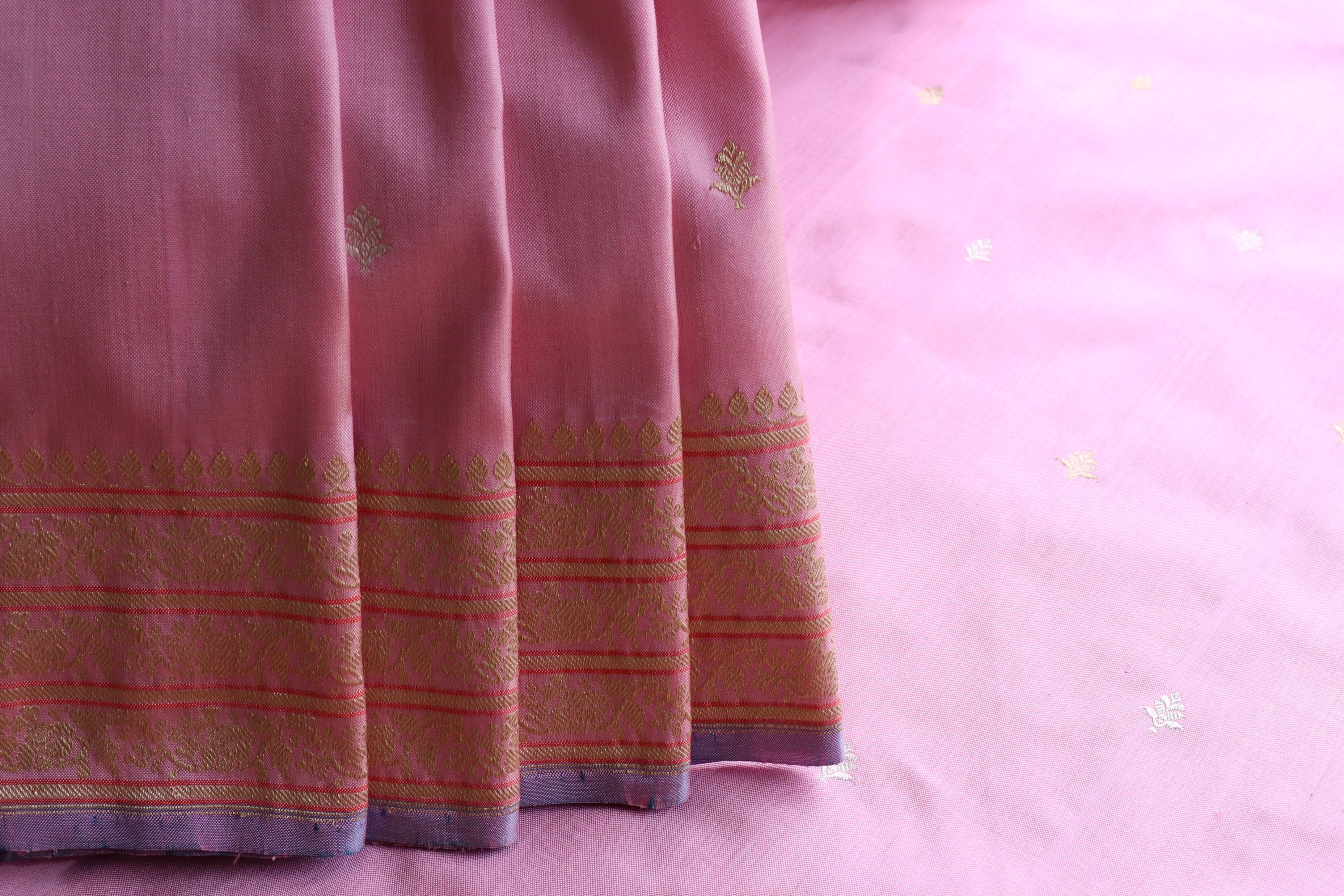 Baby Pink Kadhua Motif Pure Silk Handloom Banarasi Saree