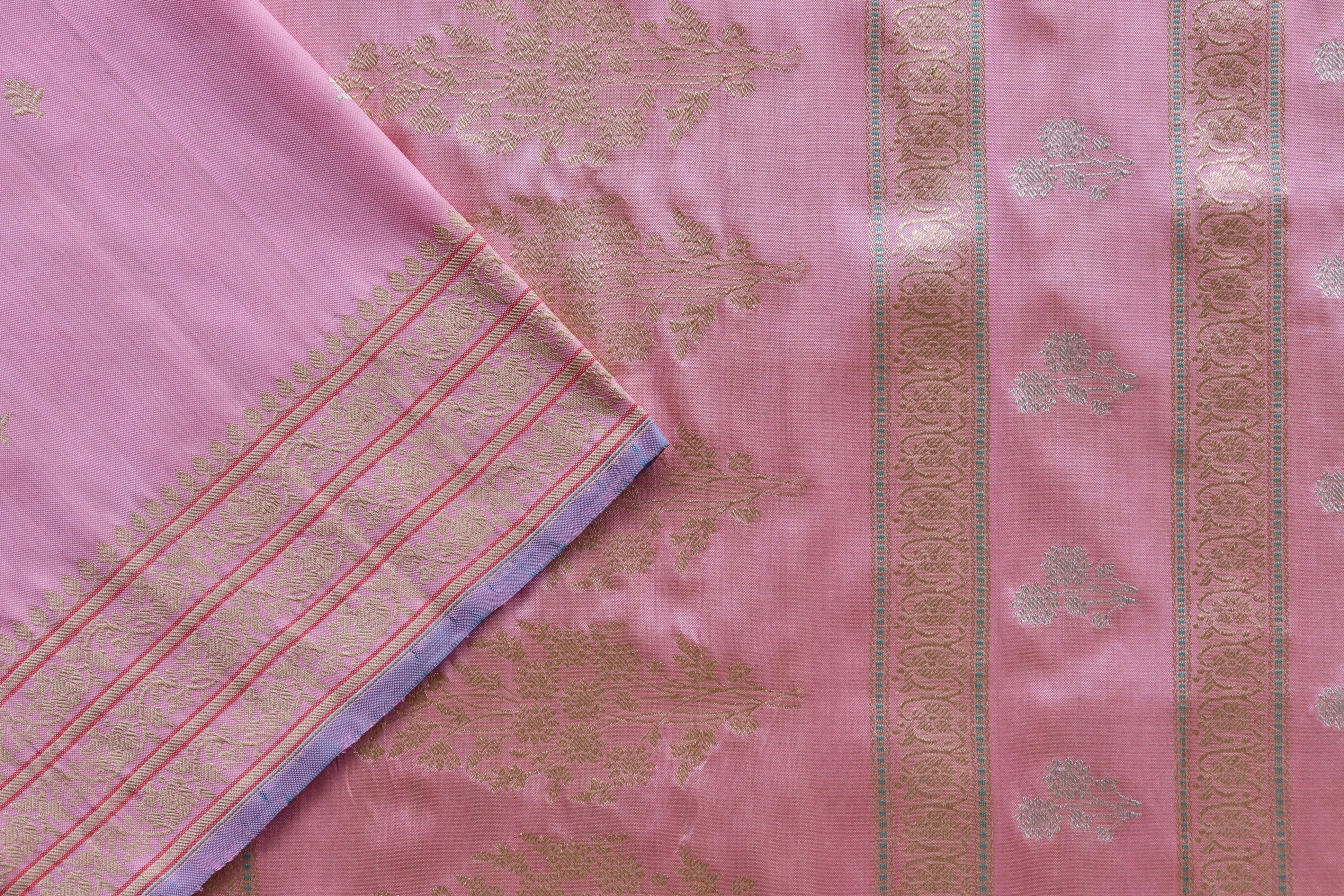 Baby Pink Kadhua Motif Pure Silk Handloom Banarasi Saree