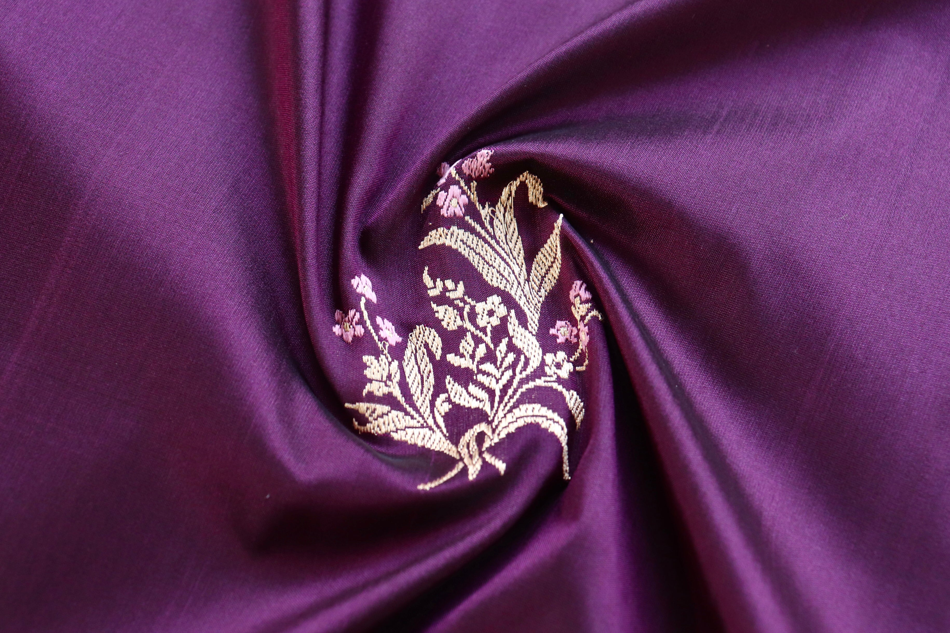 Purple Alfi Pure Silk Handloom Banarasi Saree