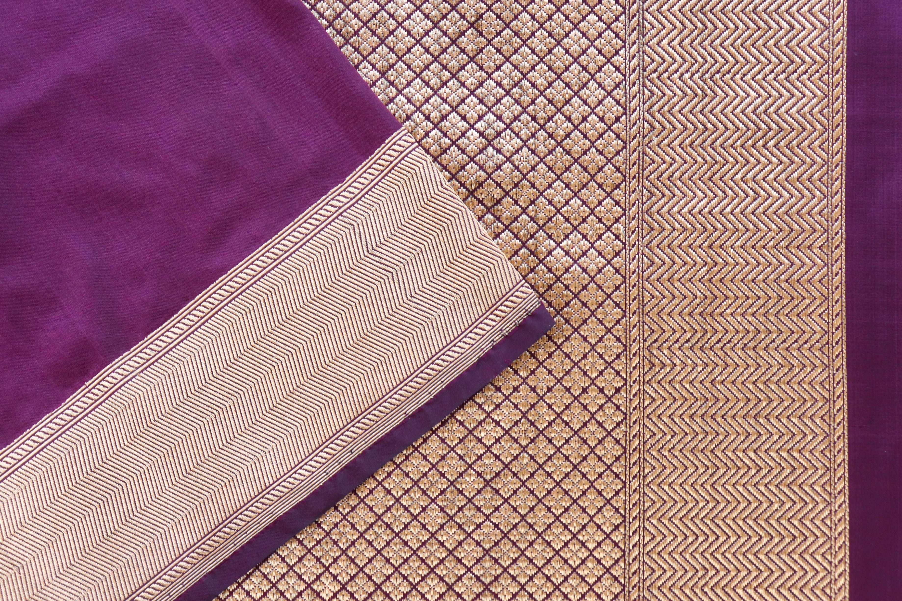 Purple Alfi Pure Silk Handloom Banarasi Saree