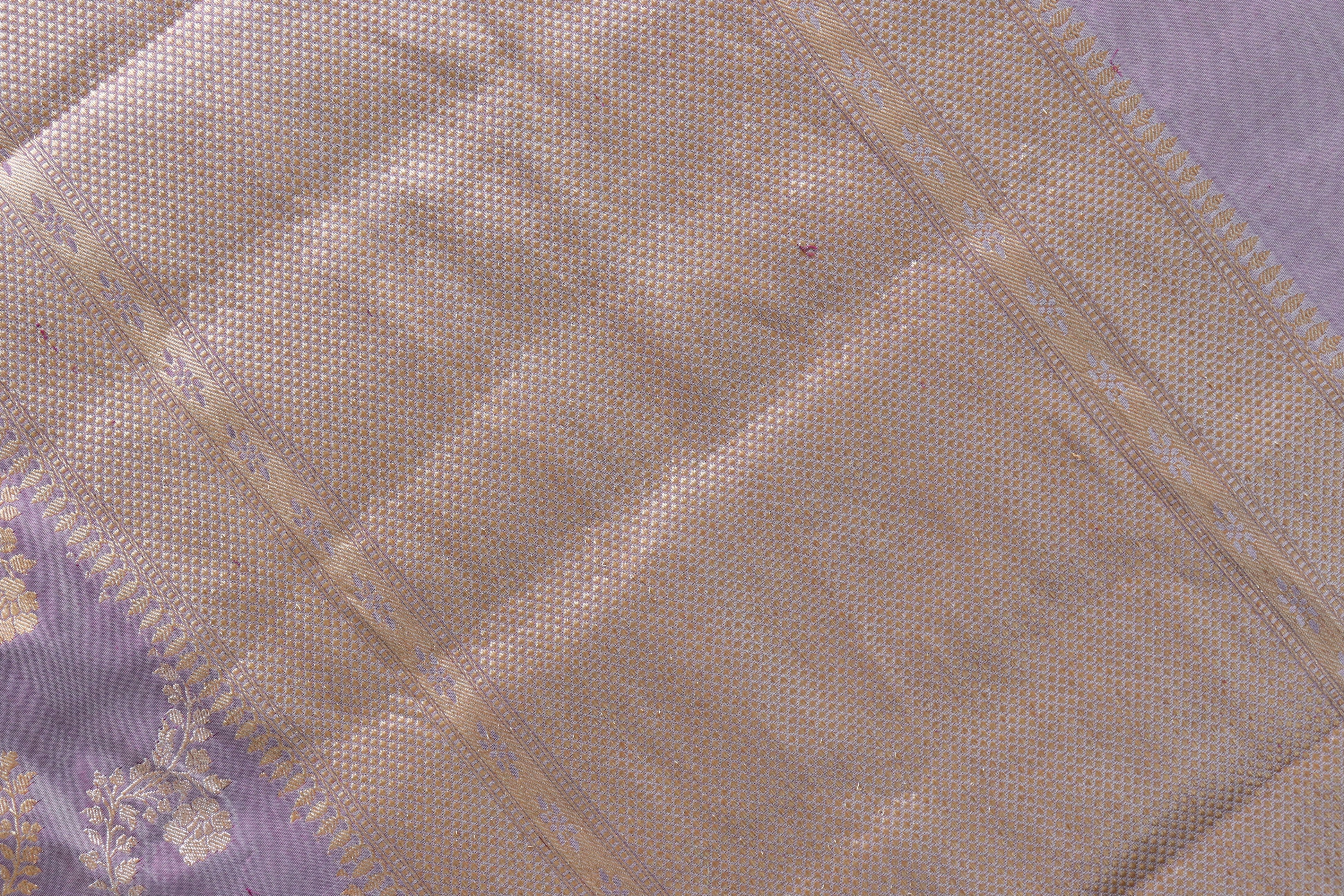 Muddy Purple Jangla Pure Silk Handloom Banarasi Saree