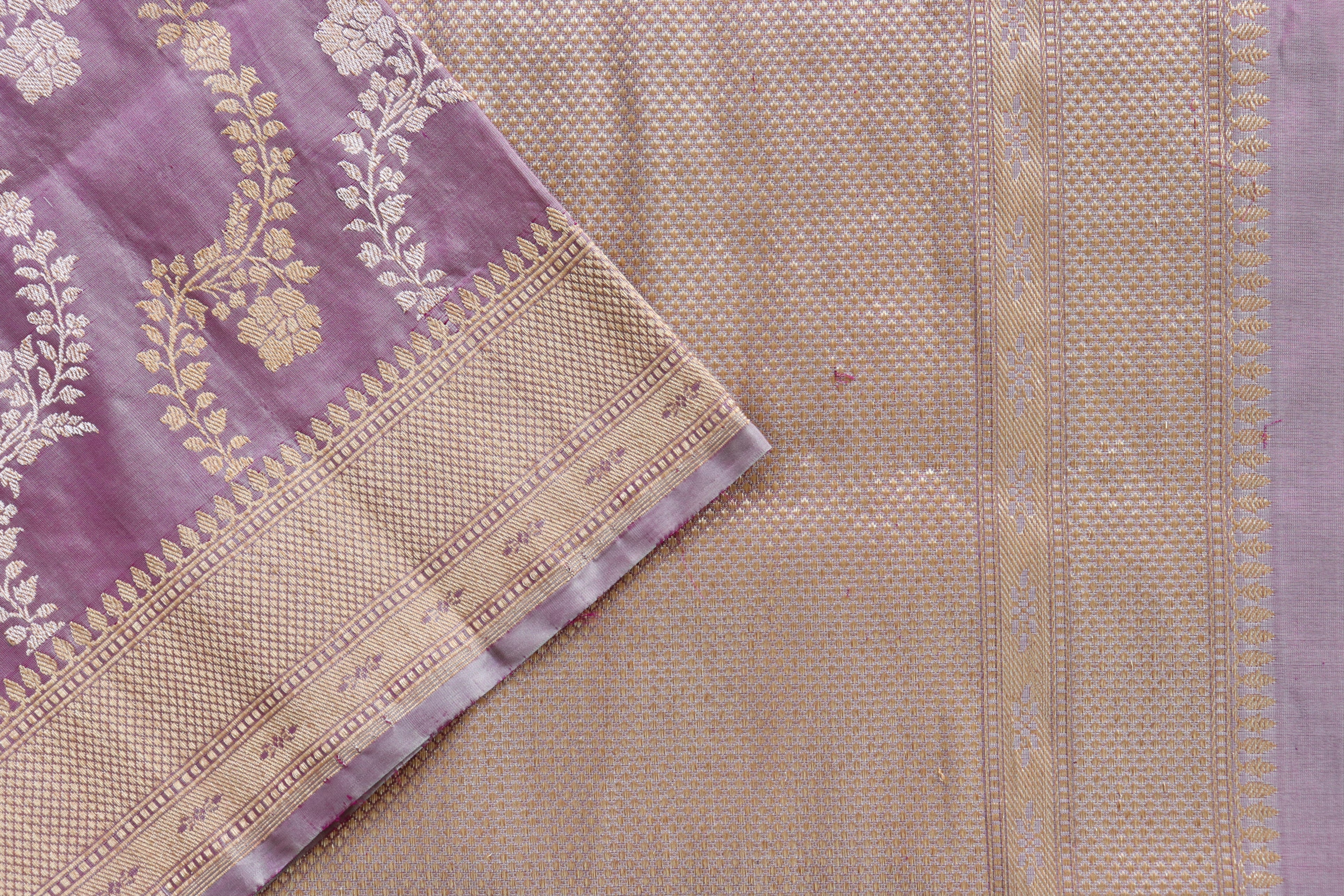 Muddy Purple Jangla Pure Silk Handloom Banarasi Saree