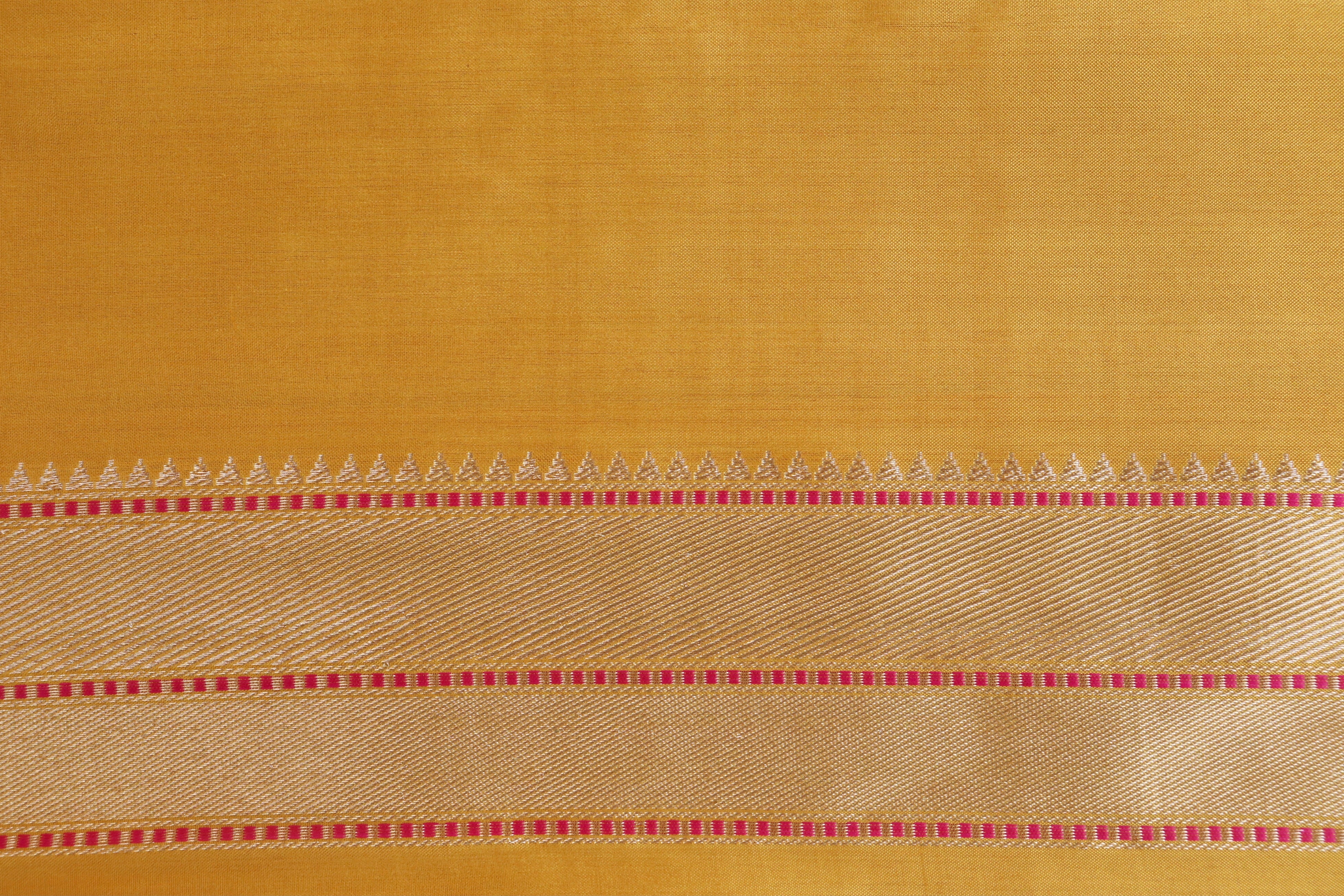 Yellow Guldasta Motif Pure Katan Silk Handloom Saree