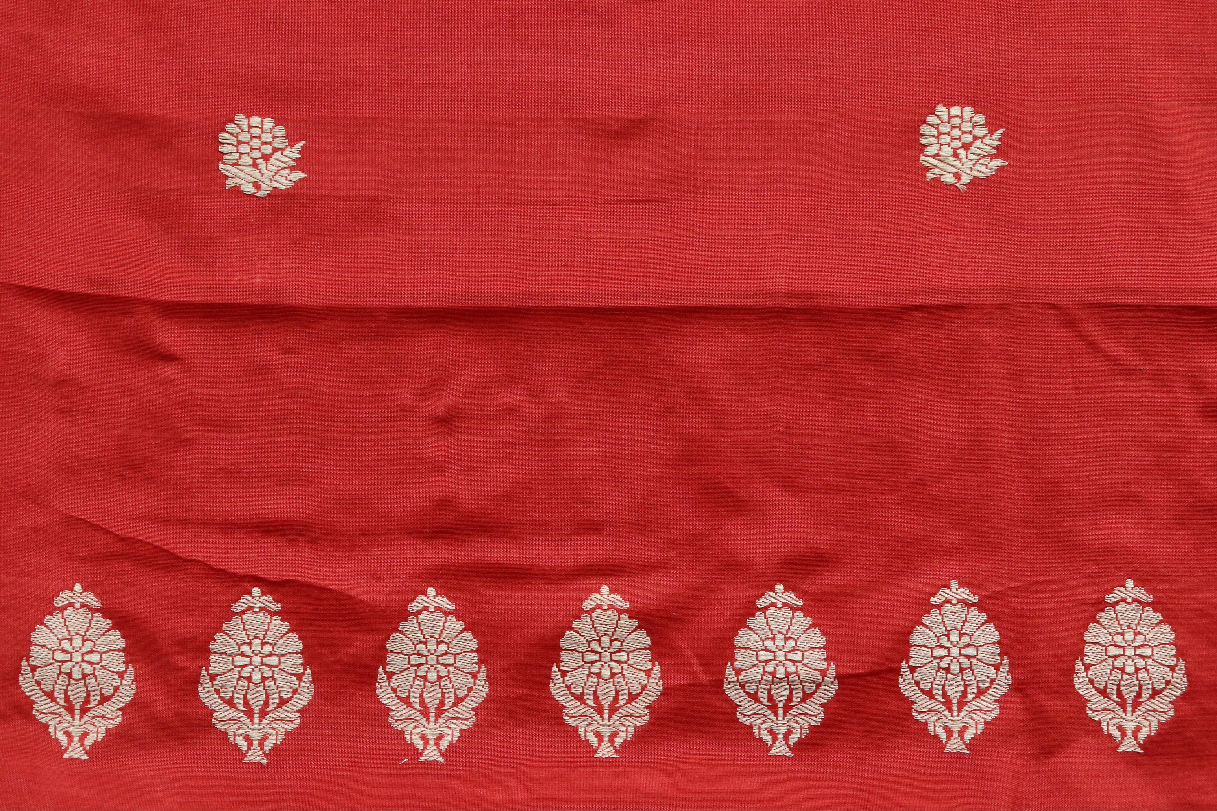 Brick Red Silk By Cotton Handloom Banarasi Suit Set