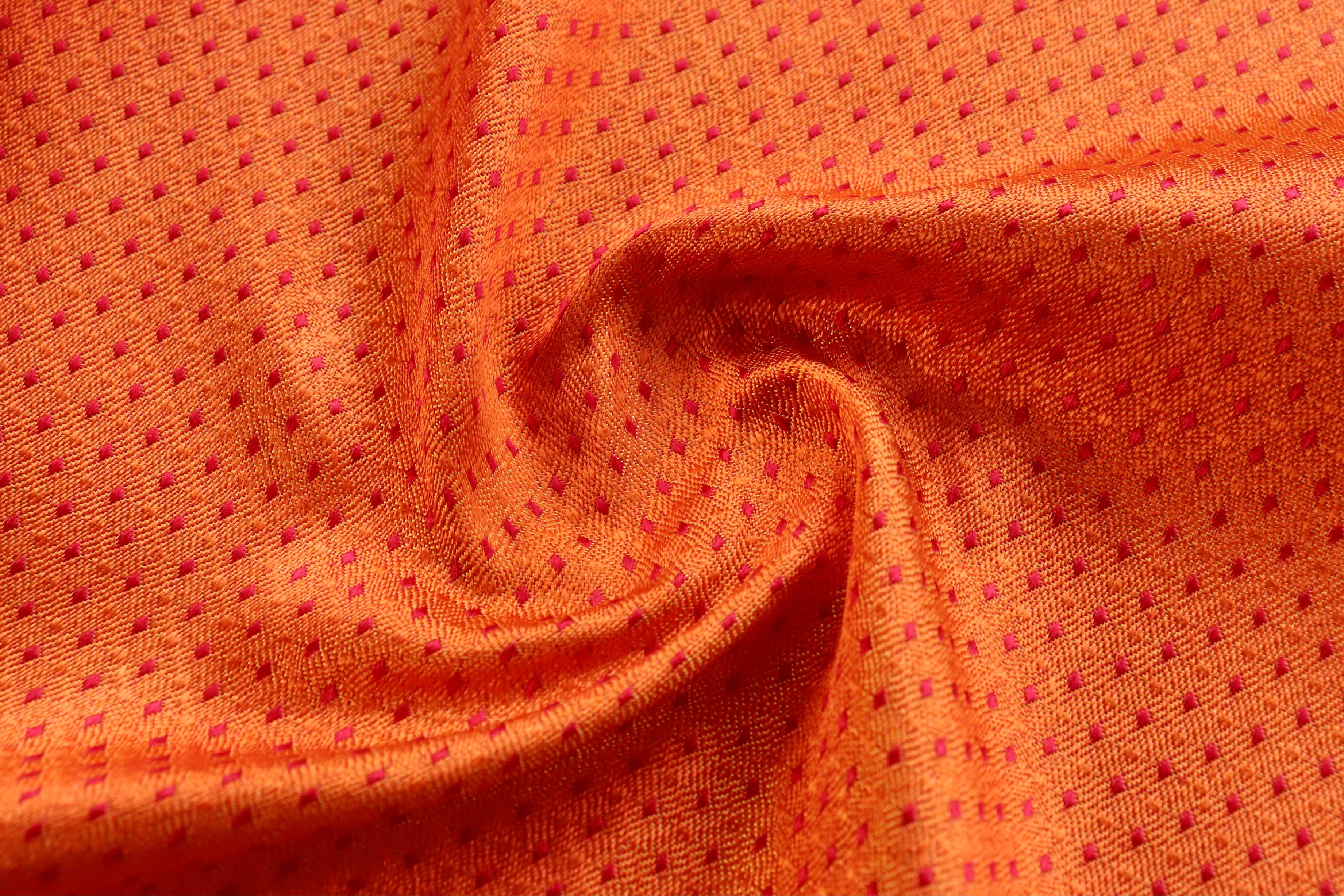 Red and Orange Do Rukhi Resham Handwoven Banarasi Tanchoi Silk Saree