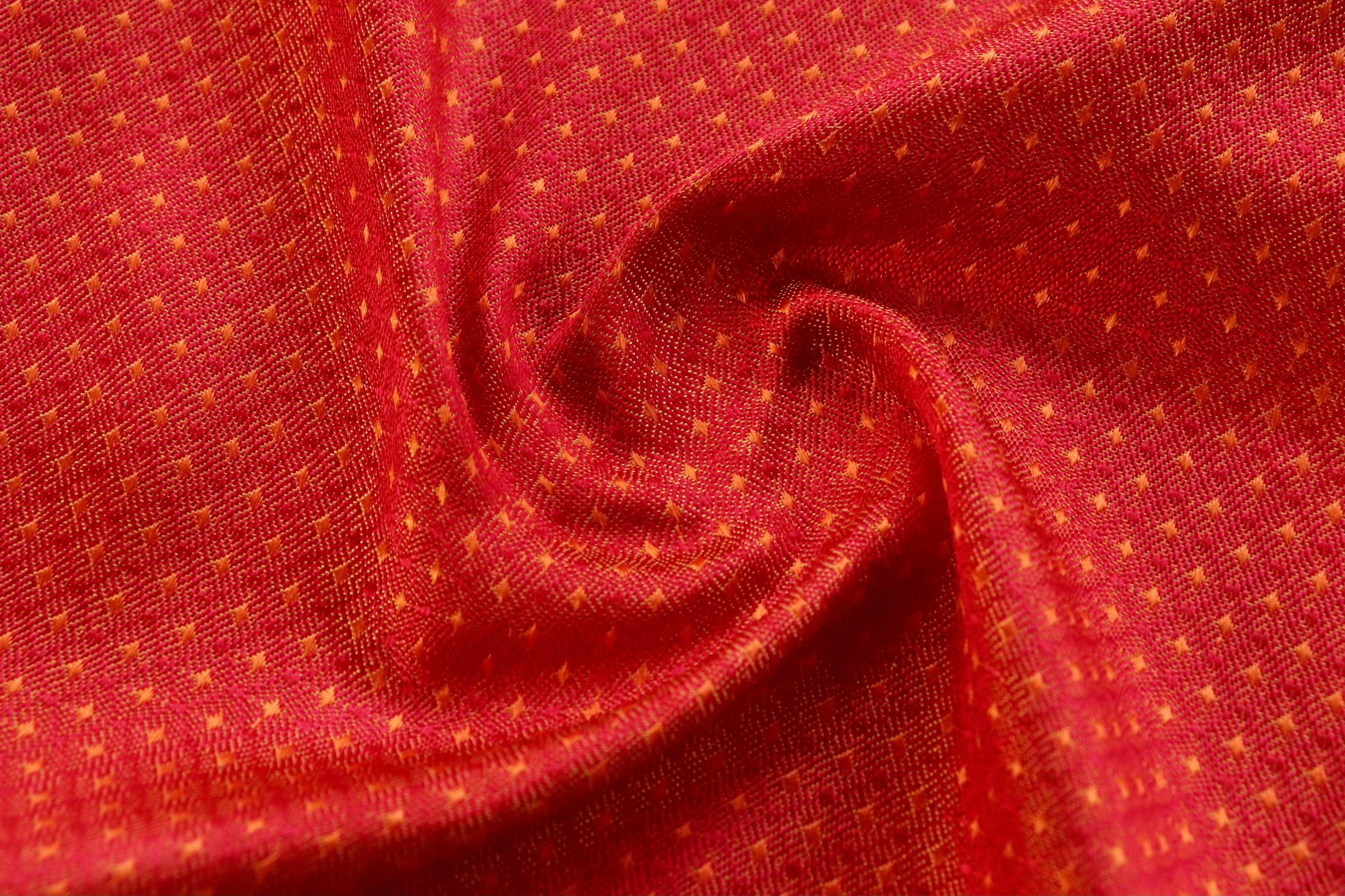 Red and Orange Do Rukhi Resham Handwoven Banarasi Tanchoi Silk Saree
