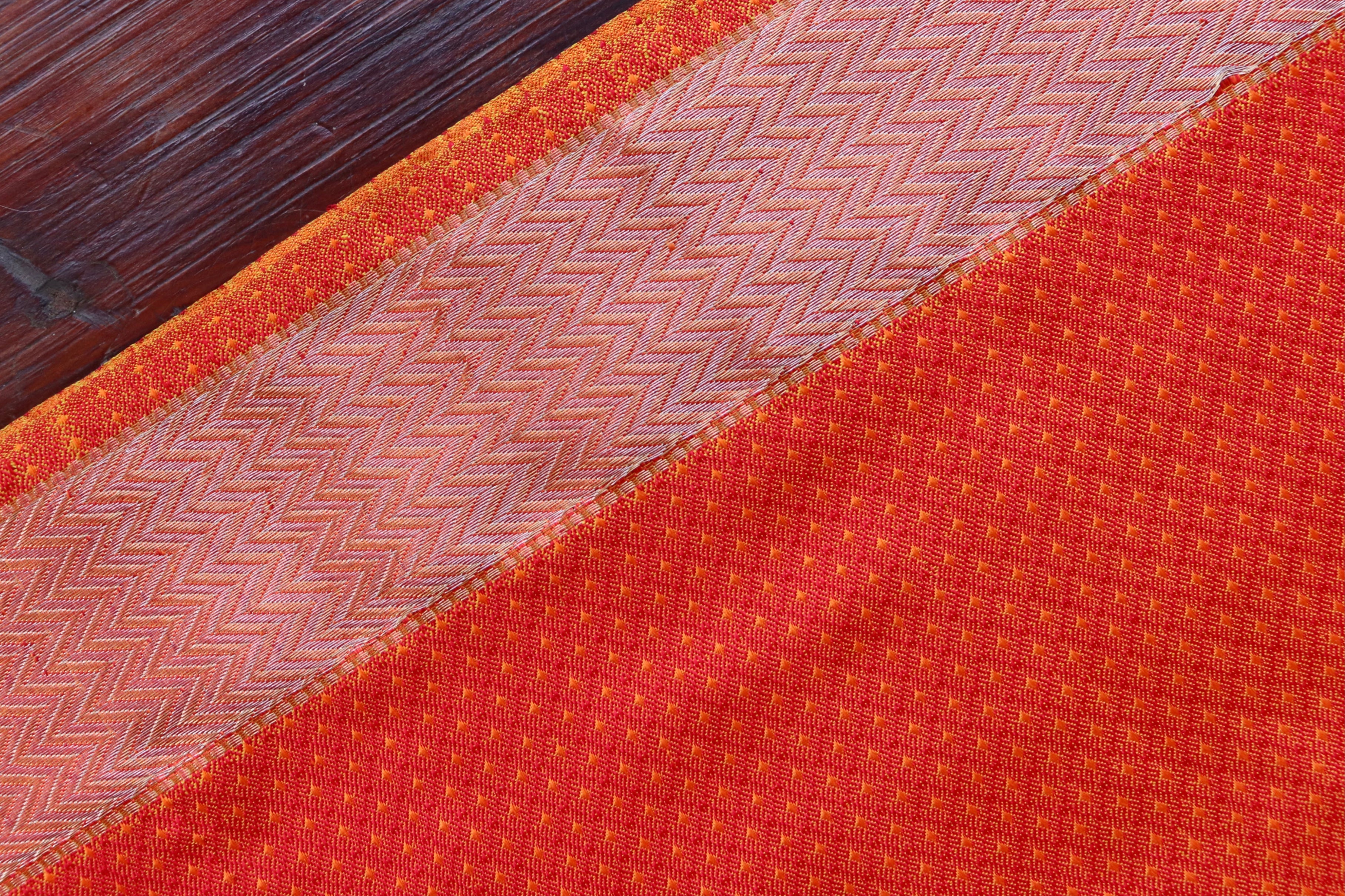 Red and Orange Do Rukhi Resham Handwoven Banarasi Tanchoi Silk Saree