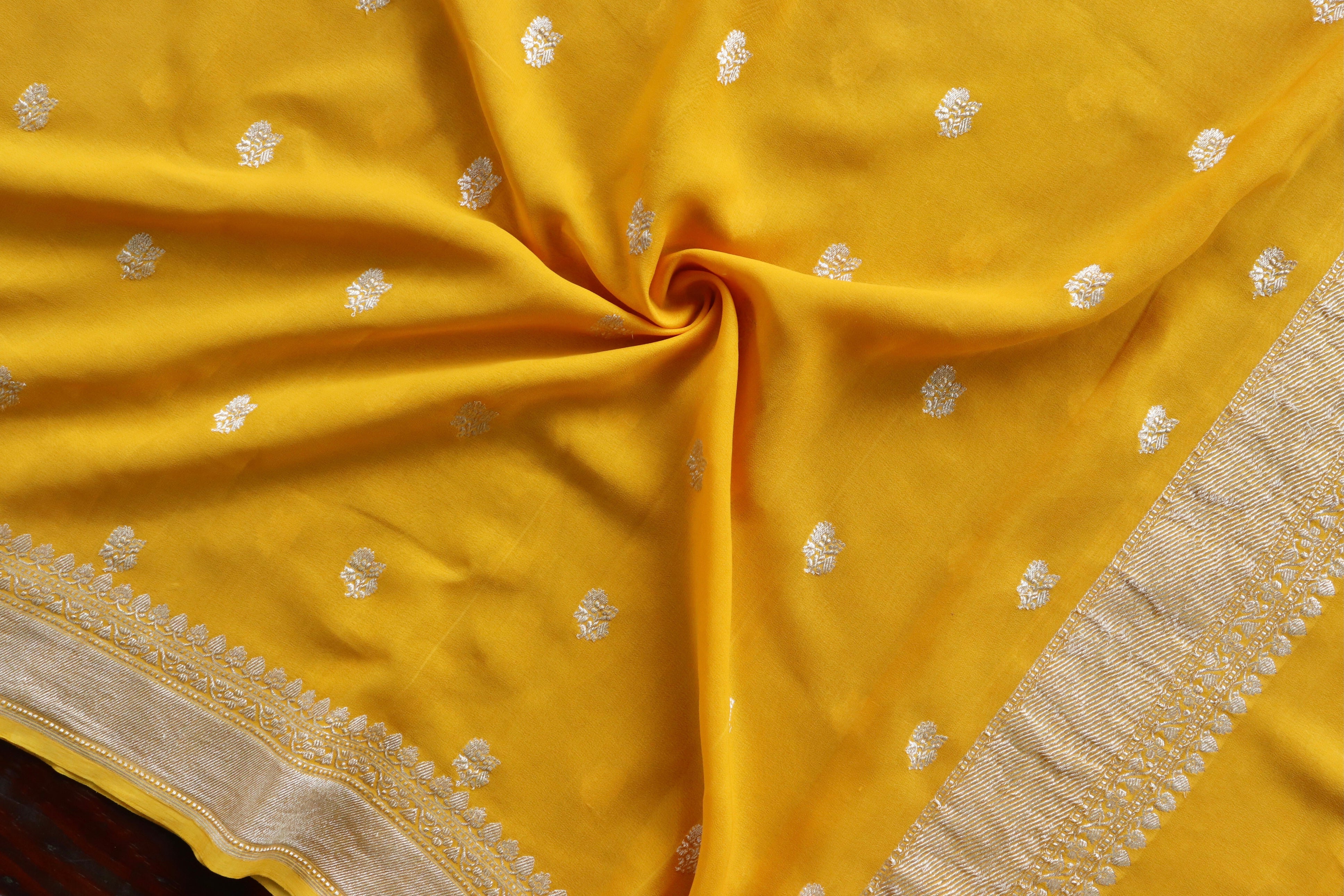 Turmeric Yellow Motif Pure Silk Handloom Banarasi Dupatta