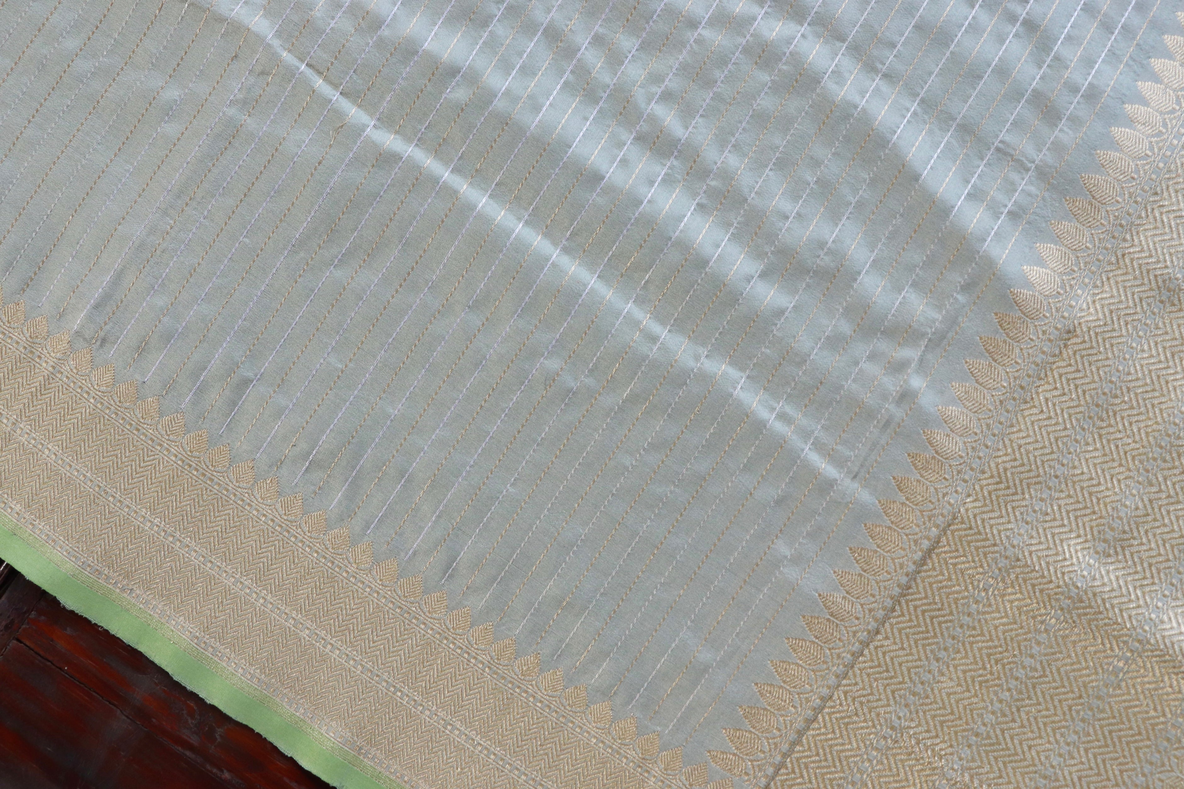 Grey Pure Silk Handloom Banarasi Dupatta