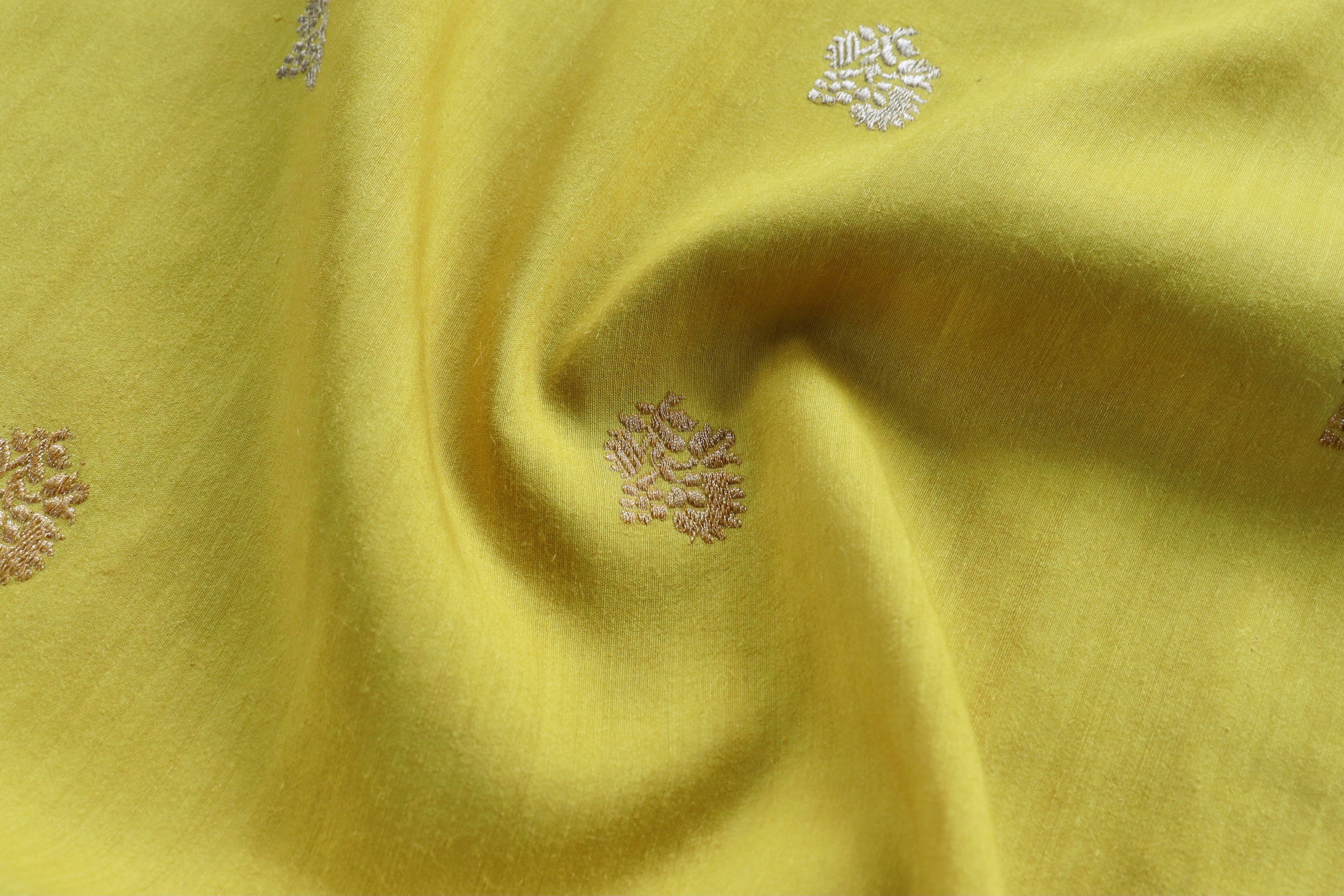 Bright Yellow Pure Munga Silk Handloom Banarasi Dupatta