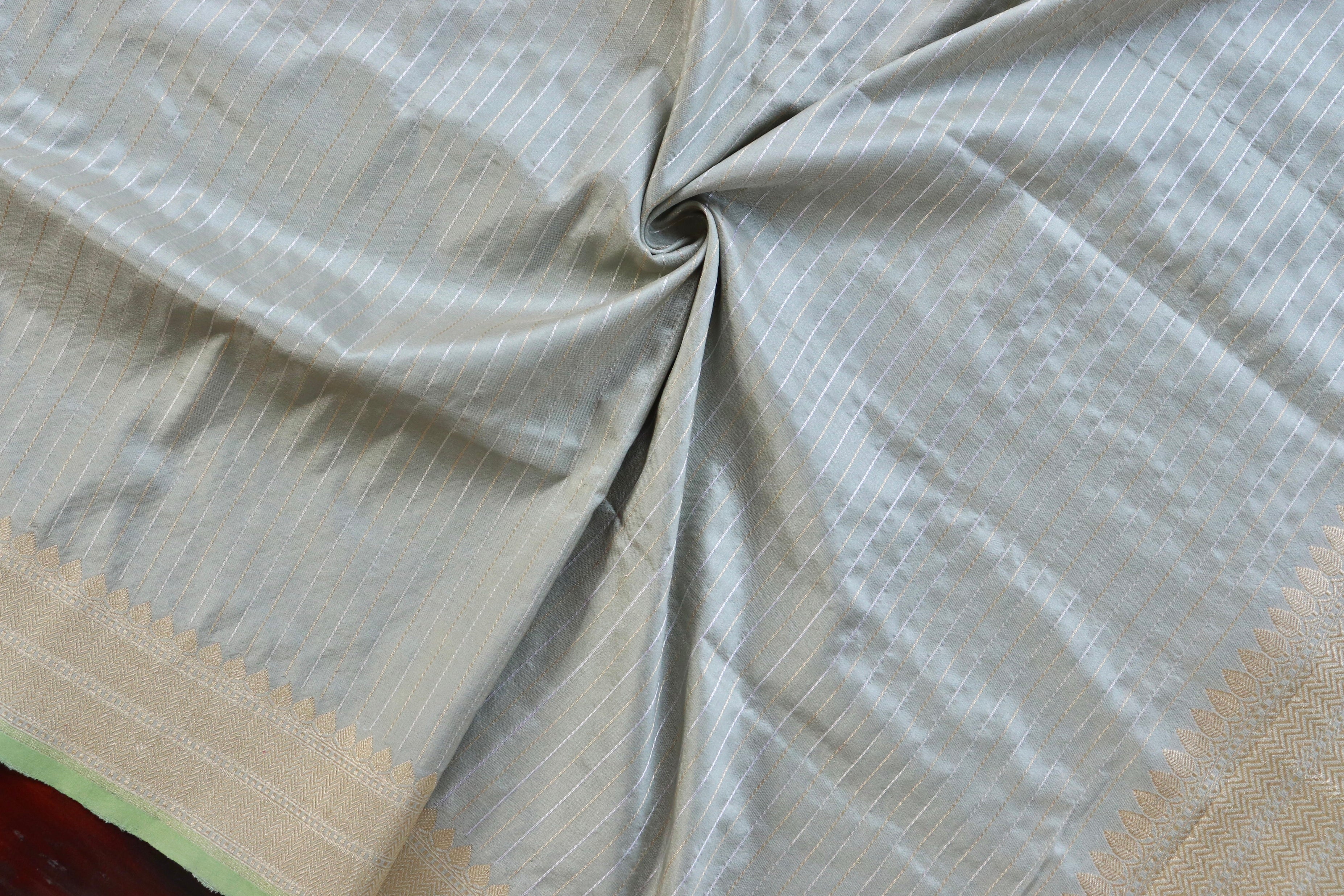 Grey Pure Silk Handloom Banarasi Dupatta