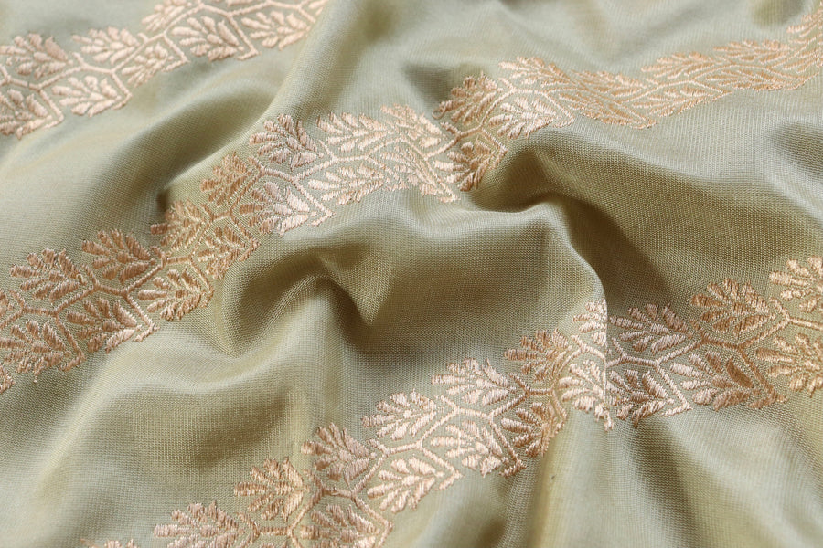 Pistachio Green Adda Pure Silk Handloom Banarasi Dupatta