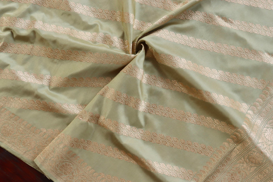 Pistachio Green Adda Pure Silk Handloom Banarasi Dupatta