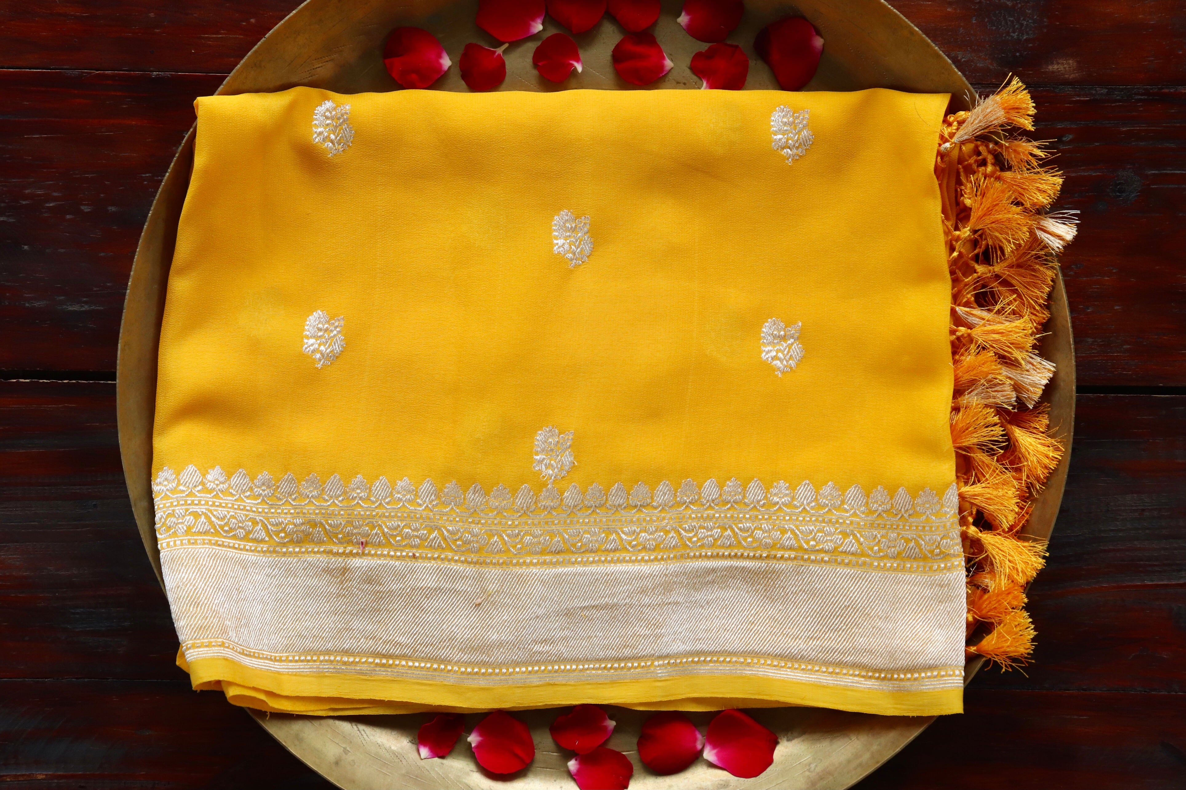 Turmeric Yellow Motif Pure Silk Handloom Banarasi Dupatta