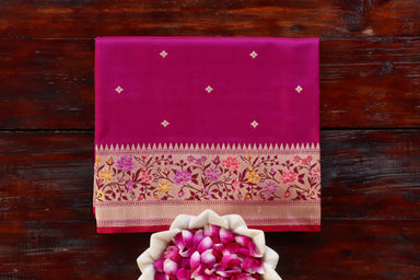 Magenta Meenadar Kadhua Pure Silk Banarasi Saree | Stuti Weaves