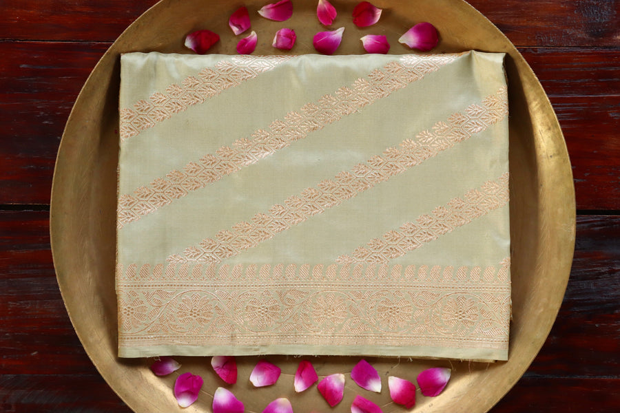 Pistachio Green Adda Pure Silk Handloom Banarasi Dupatta