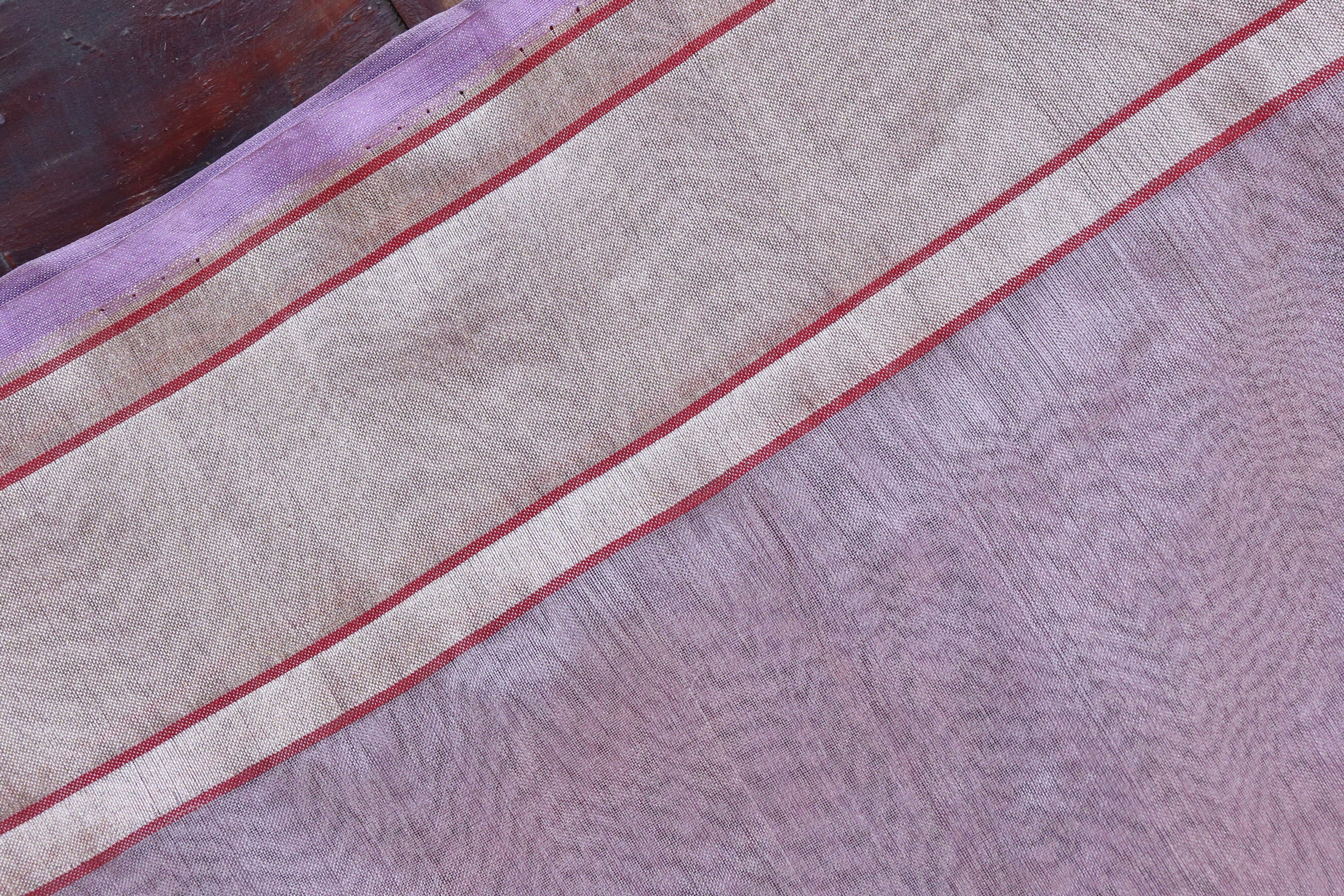 Soft Pink Pure Kora Silk  By Tissue Handloom Banarasi Saree