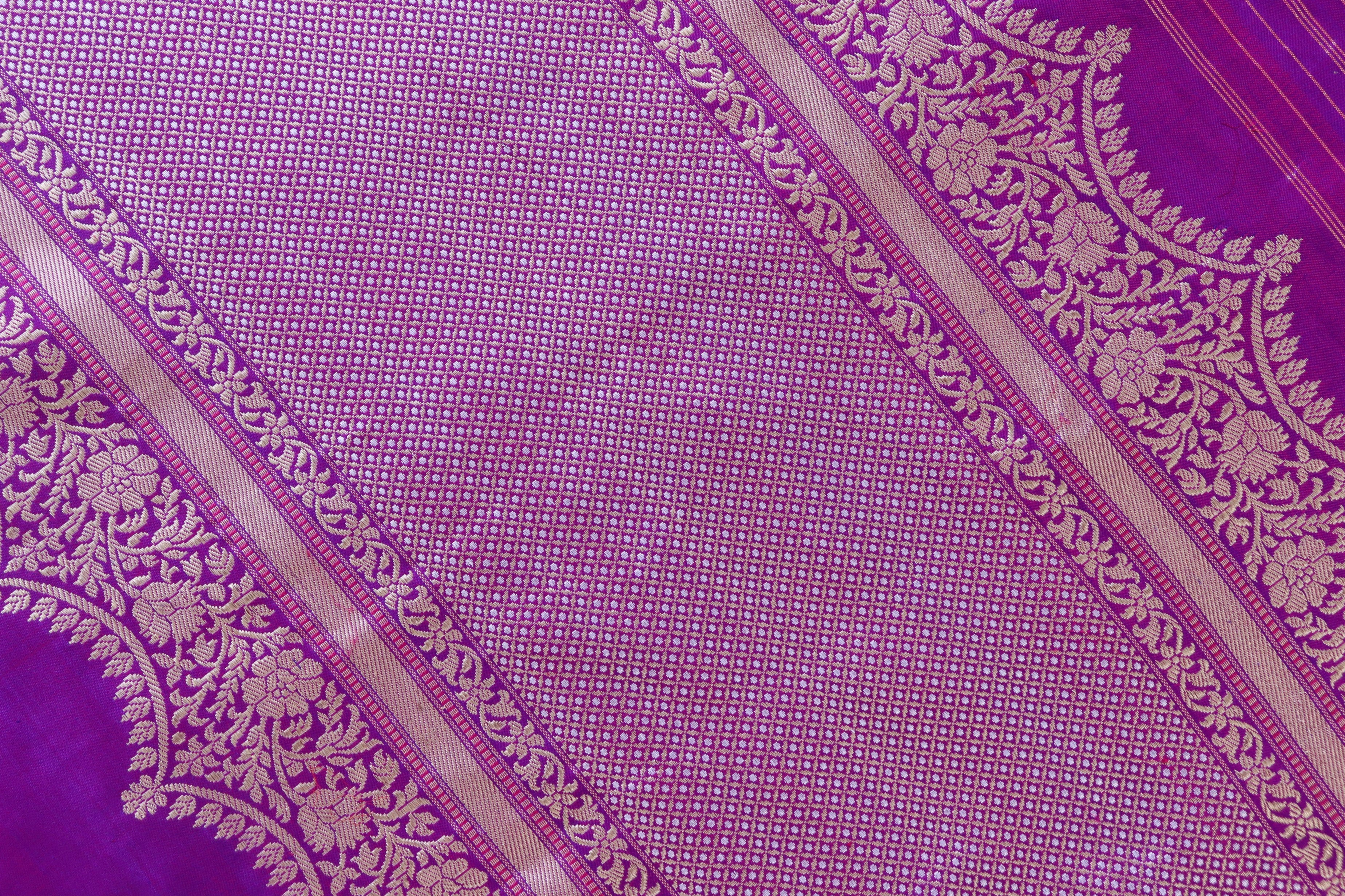 Purple Butterfly Motif Pure Silk Handloom Banarasi Saree