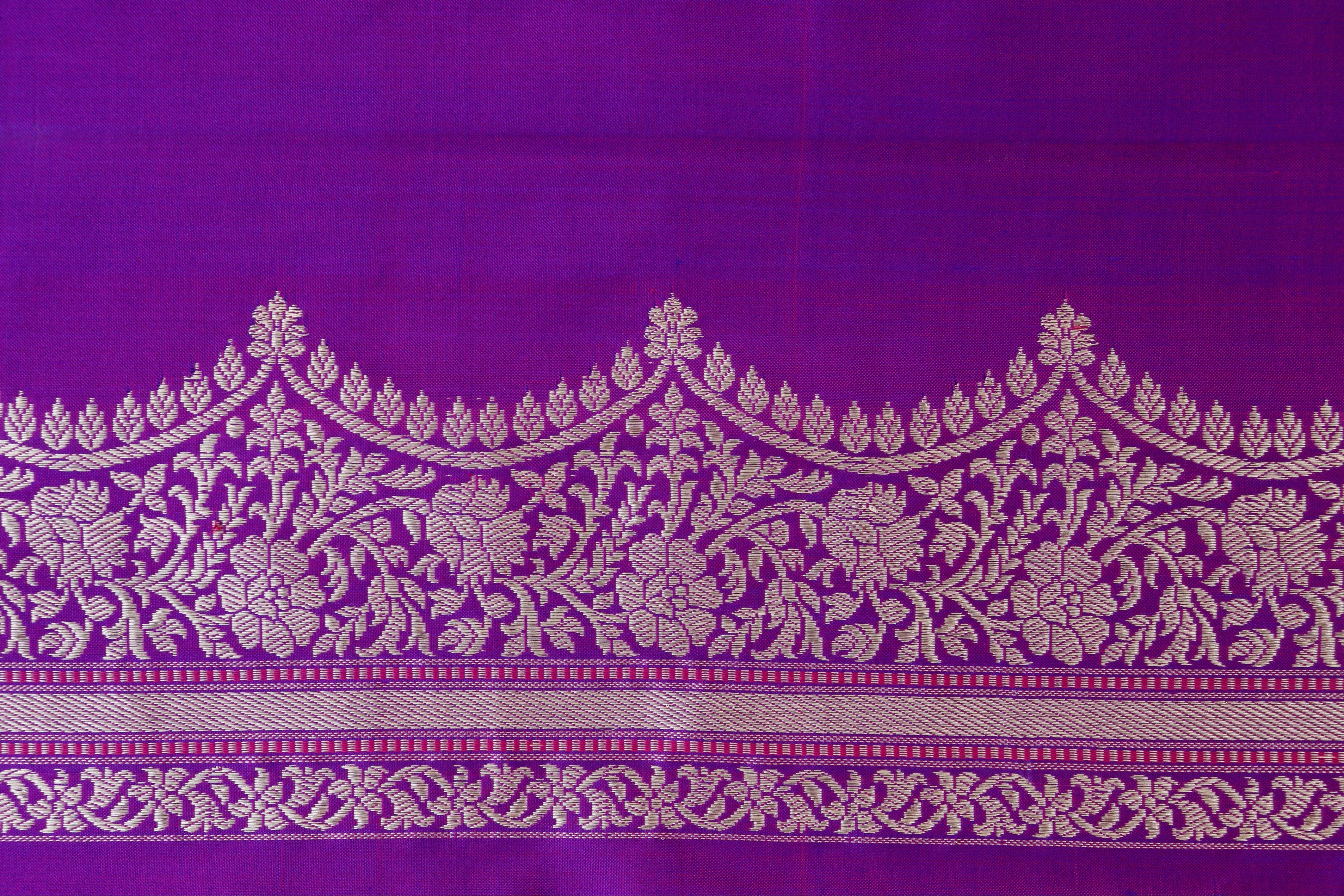 Purple Butterfly Motif Pure Silk Handloom Banarasi Saree