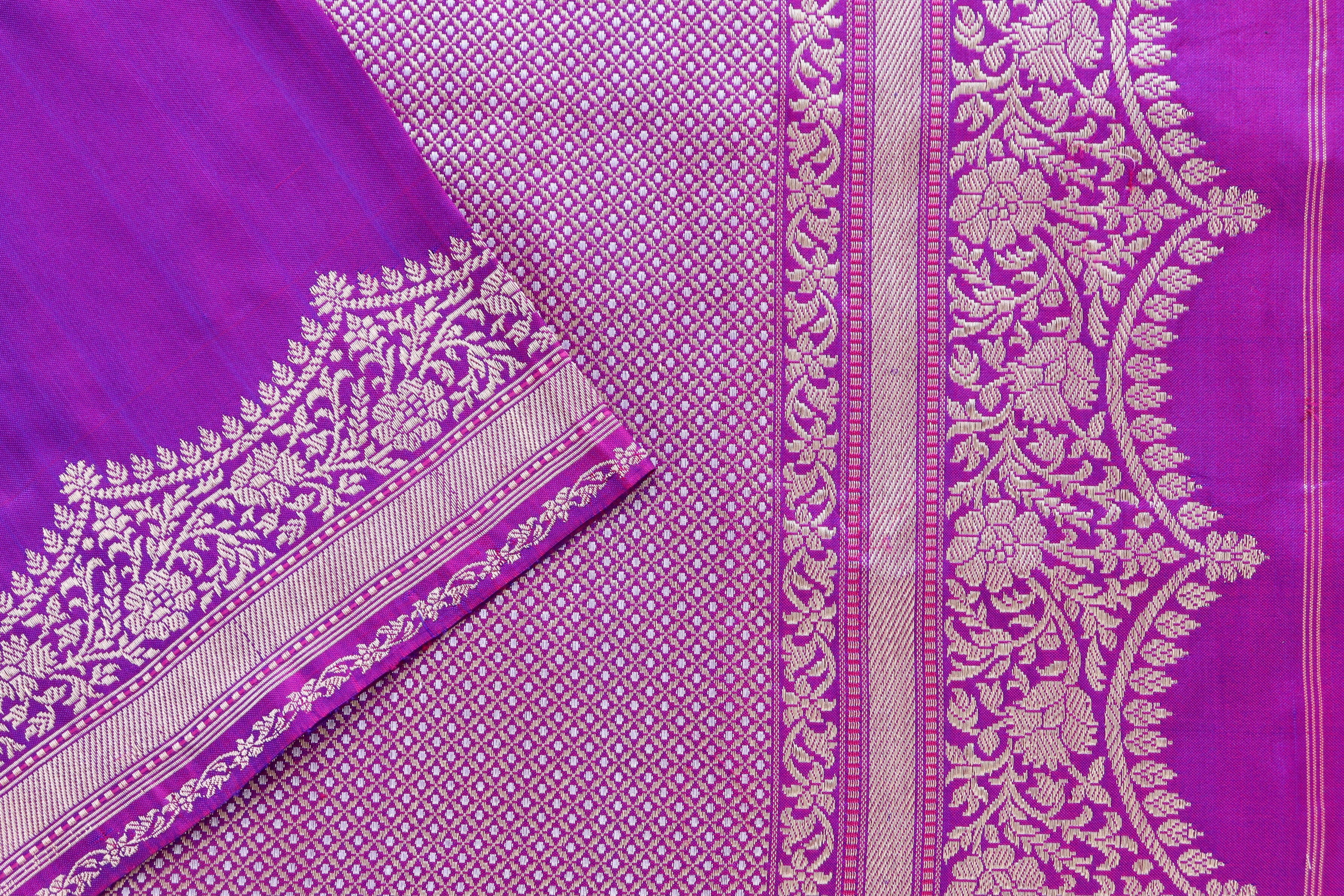 Purple Butterfly Motif Pure Silk Handloom Banarasi Saree