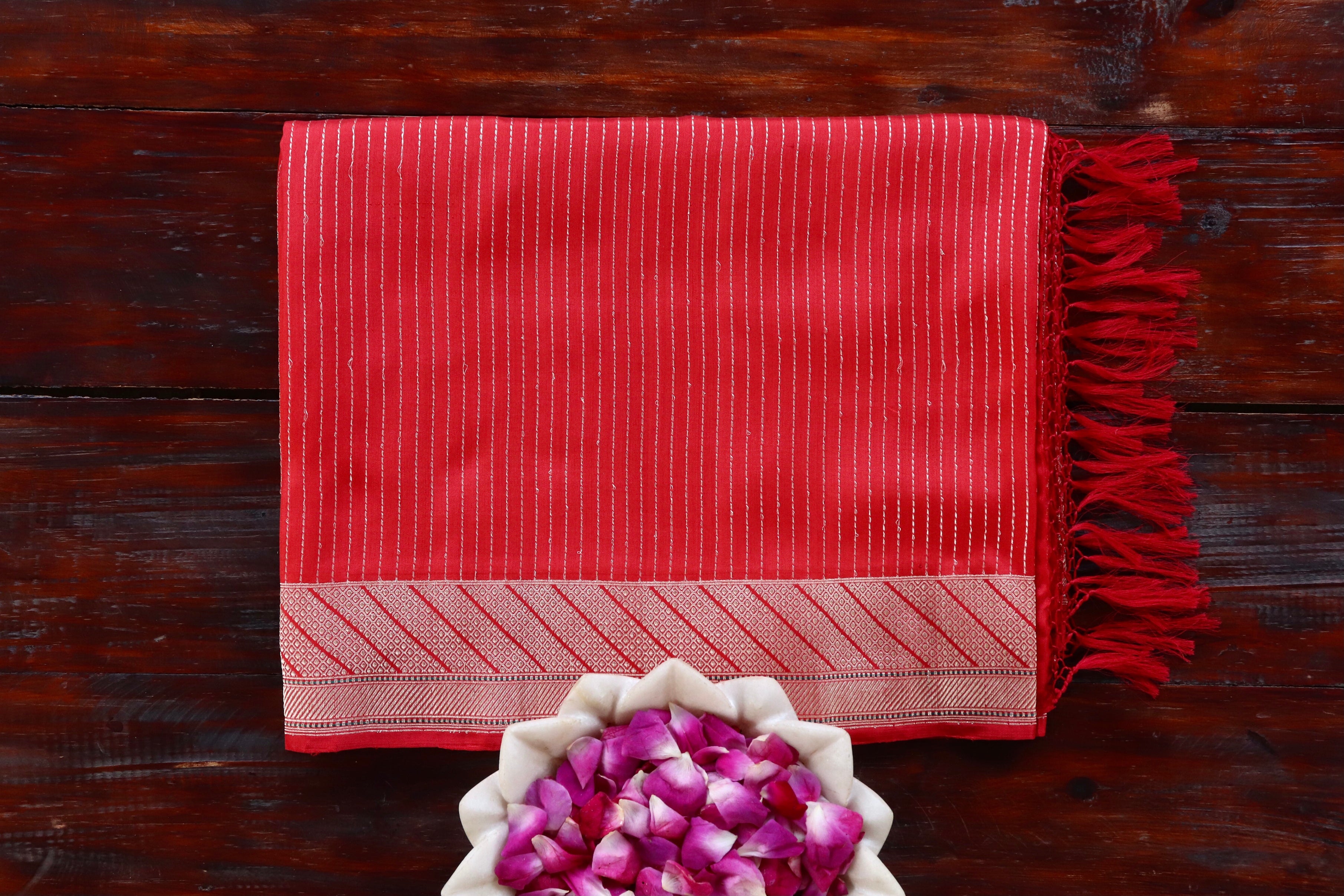 Classic Red Handloom Banarasi Silk Saree