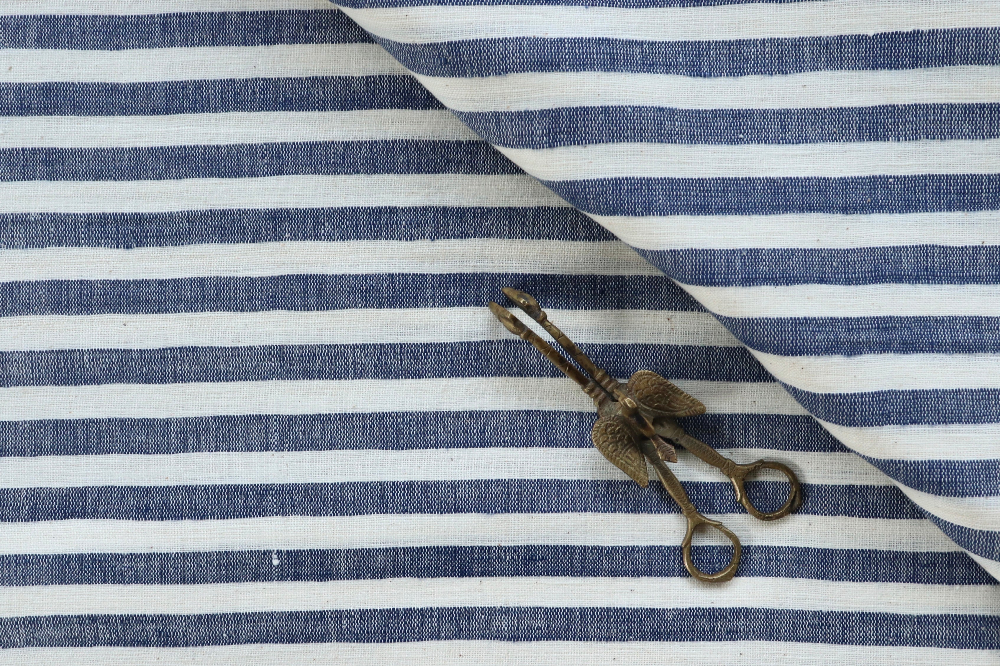 Indigo & Kora 0.5" Stripe Handspun Handwoven Fabric