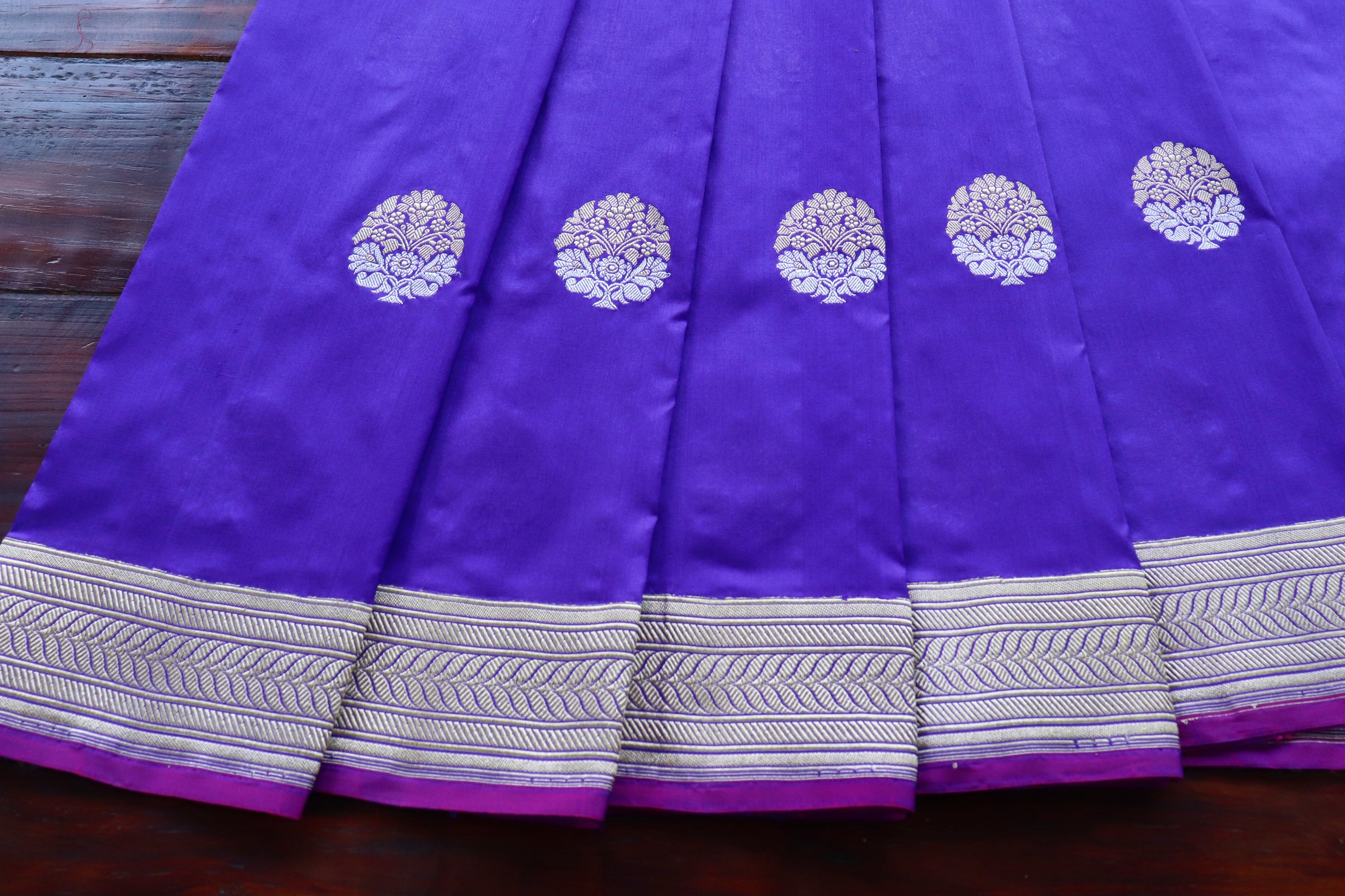 Purplish Blue Sona Rupa Pure Silk Handloom Banarasi Saree