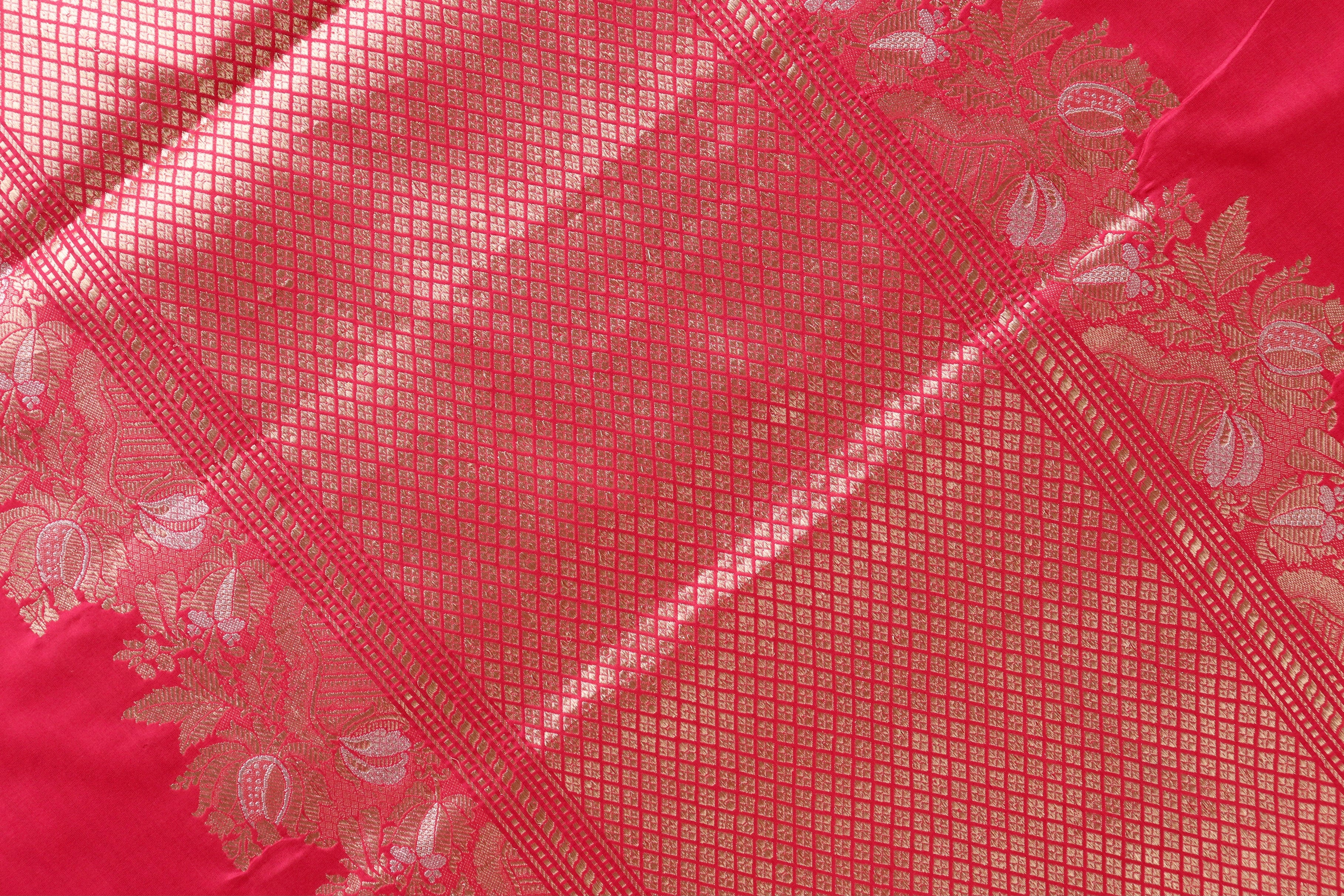 Strawberry Pink Katan Silk  Handloom Banarasi Saree