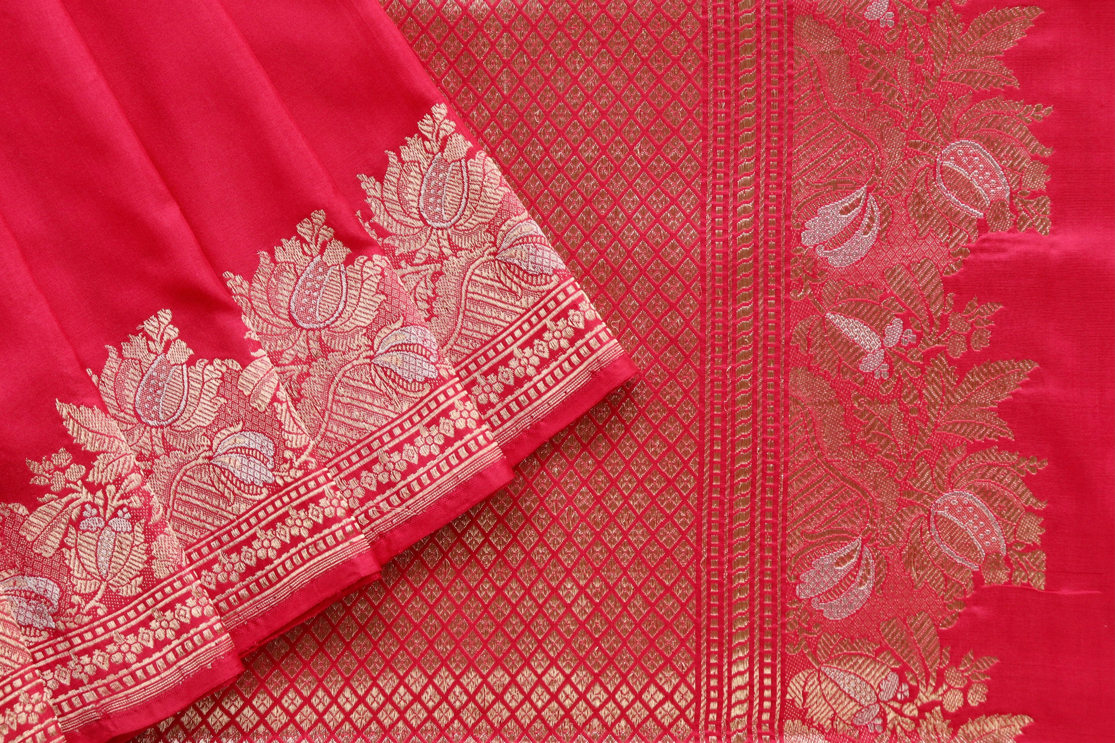 Strawberry Pink Katan Silk  Handloom Banarasi Saree