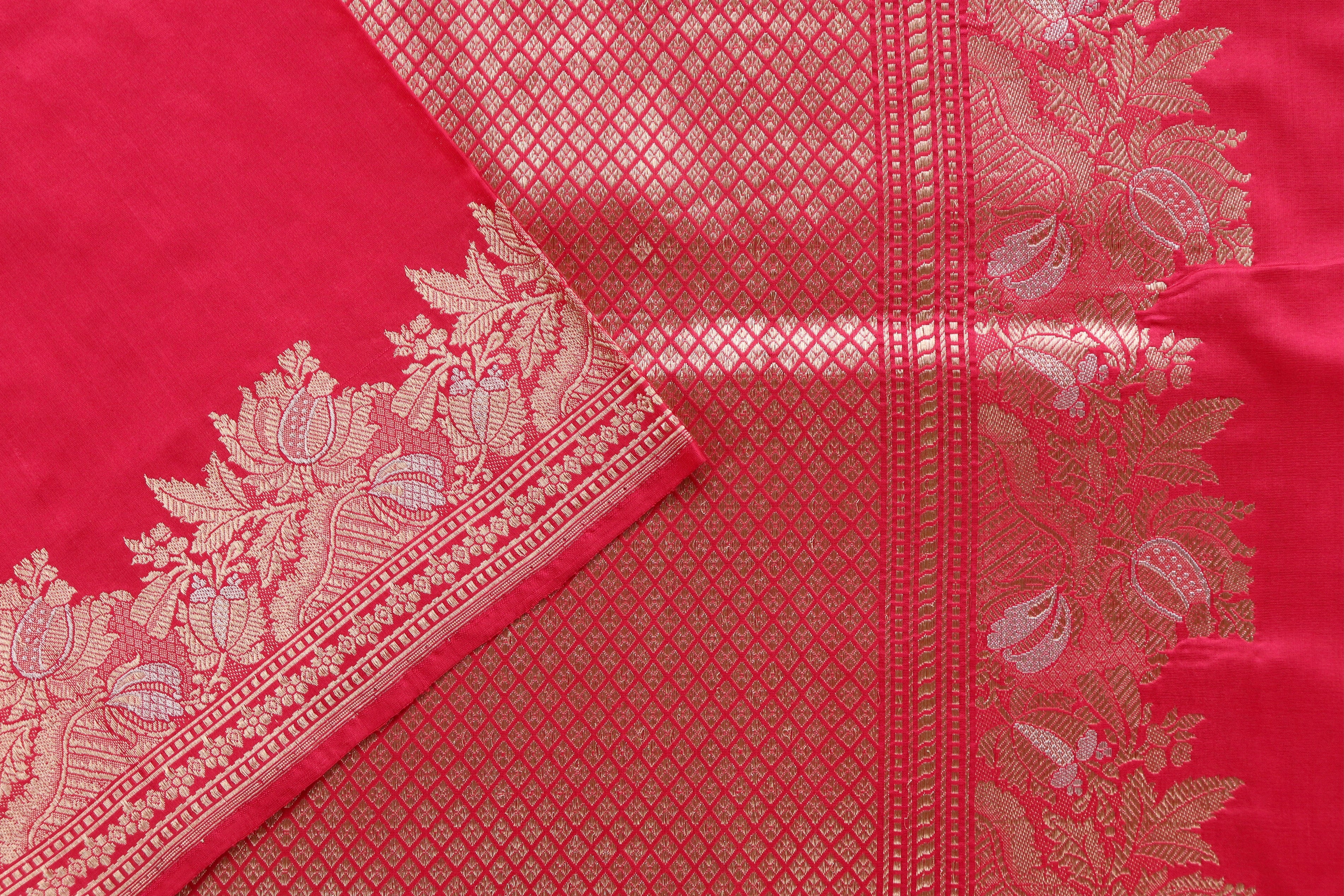 Strawberry Pink Katan Silk  Handloom Banarasi Saree